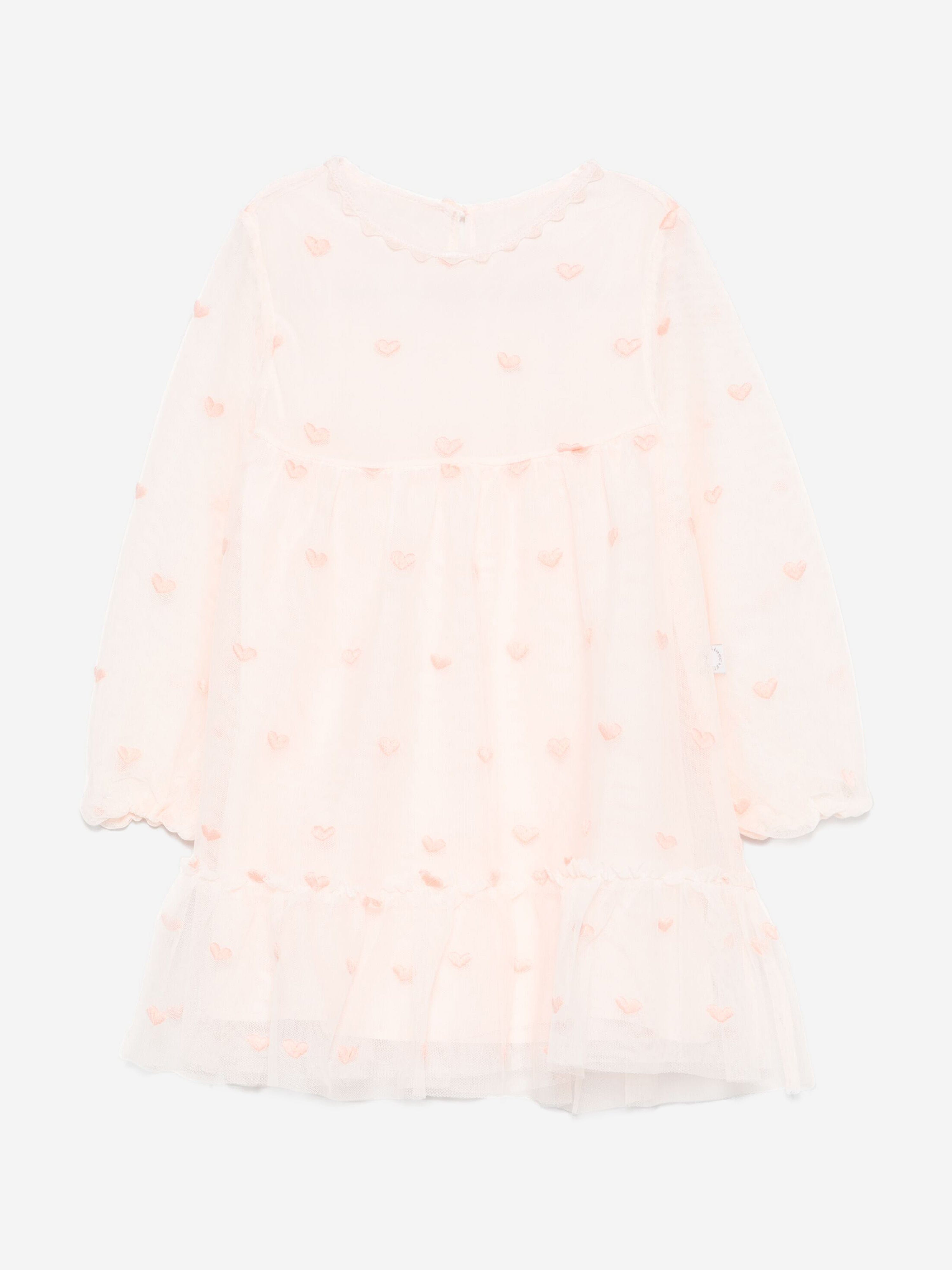 Stella McCartney Baby Girls Embroidered Heart Dress in Pink