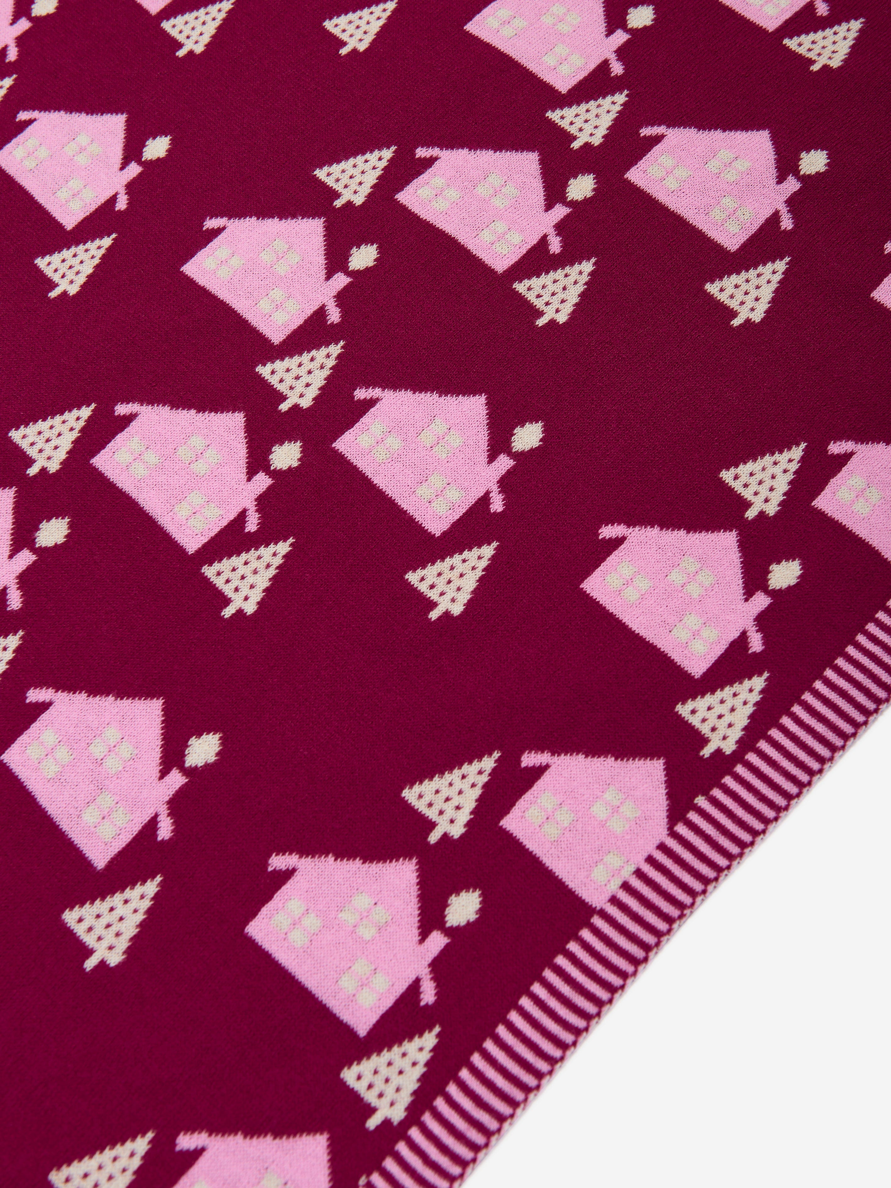 Baby Girls Fawn Cabin Knit Shawl in Purple