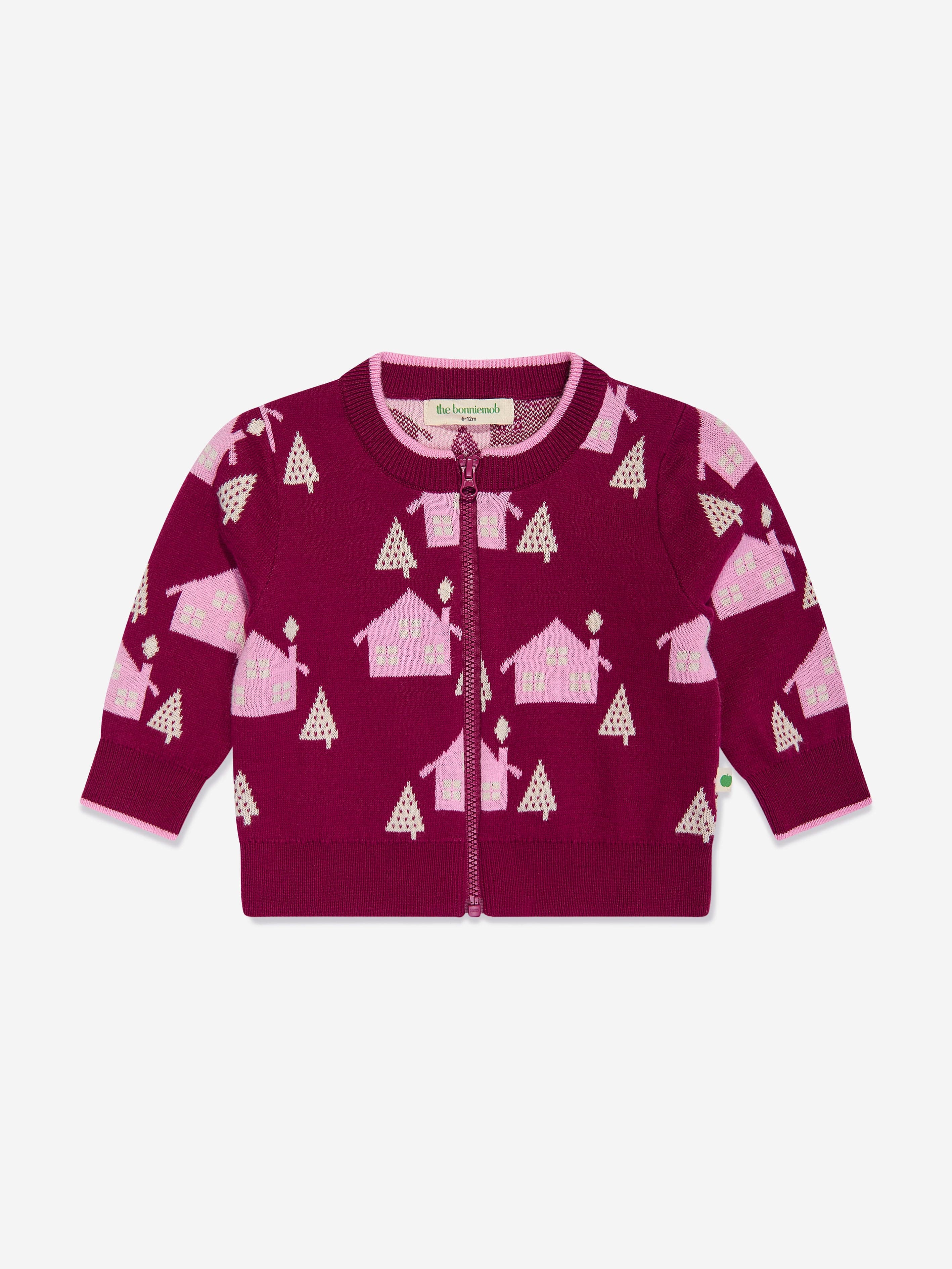 Girls Fir Cabin Knit Cardigan in Purple