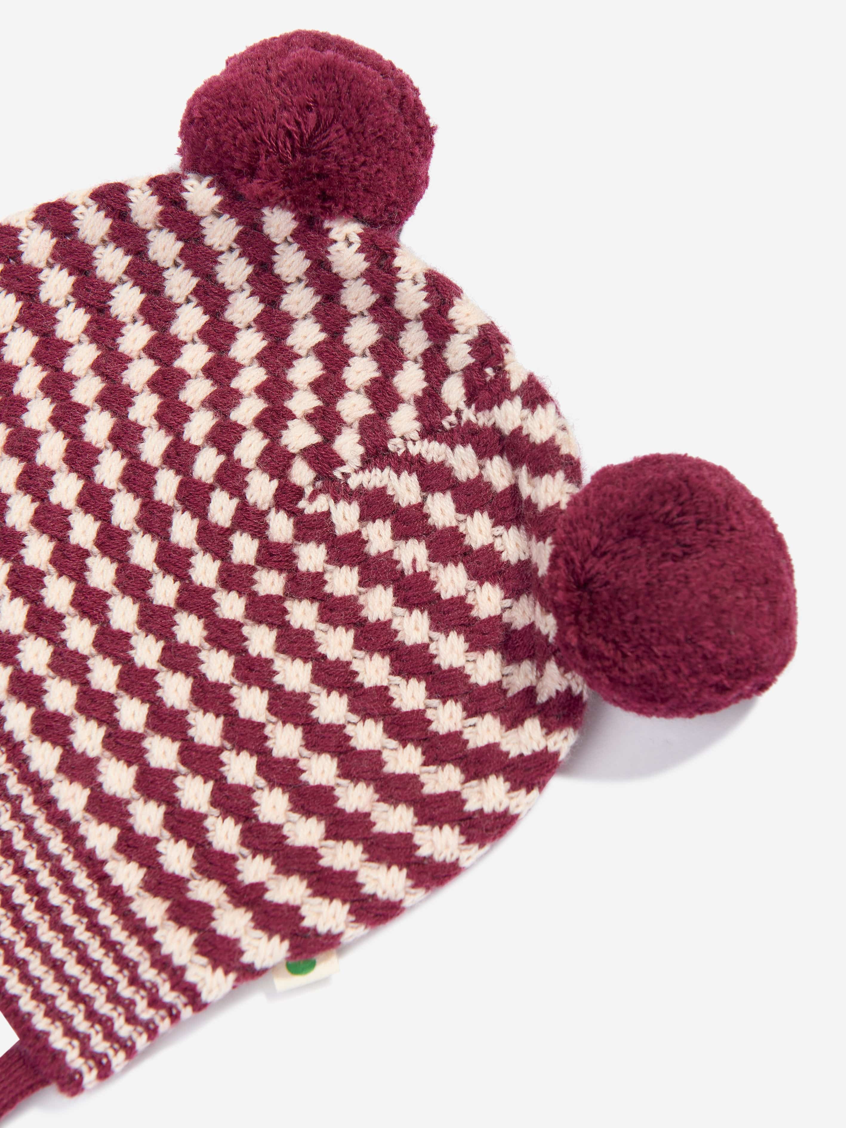 Baby Girls Hazel Chunky Checker Hat in Berry