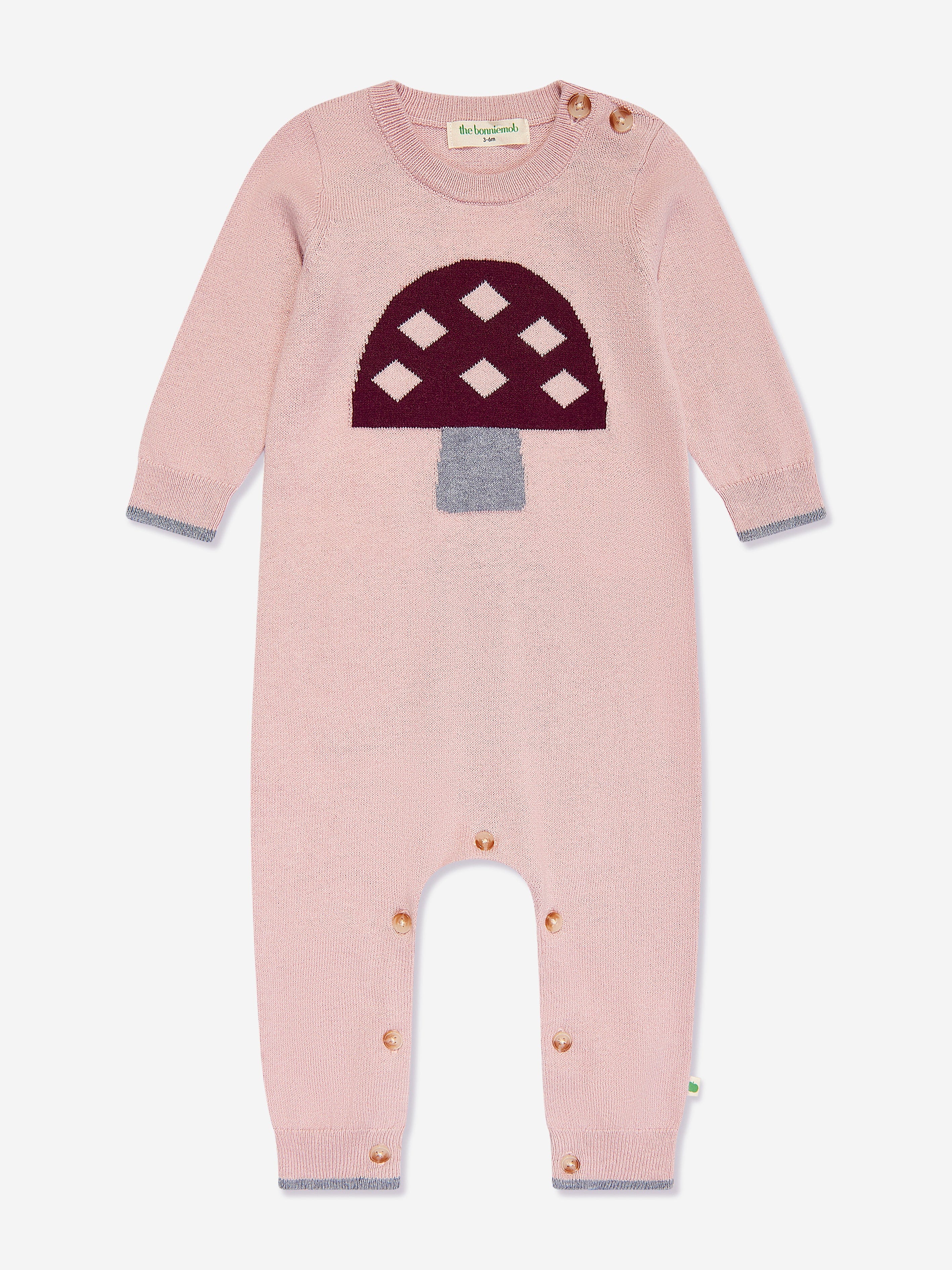 Baby Girls Sorrel Mushroom Knit Romper in Pink