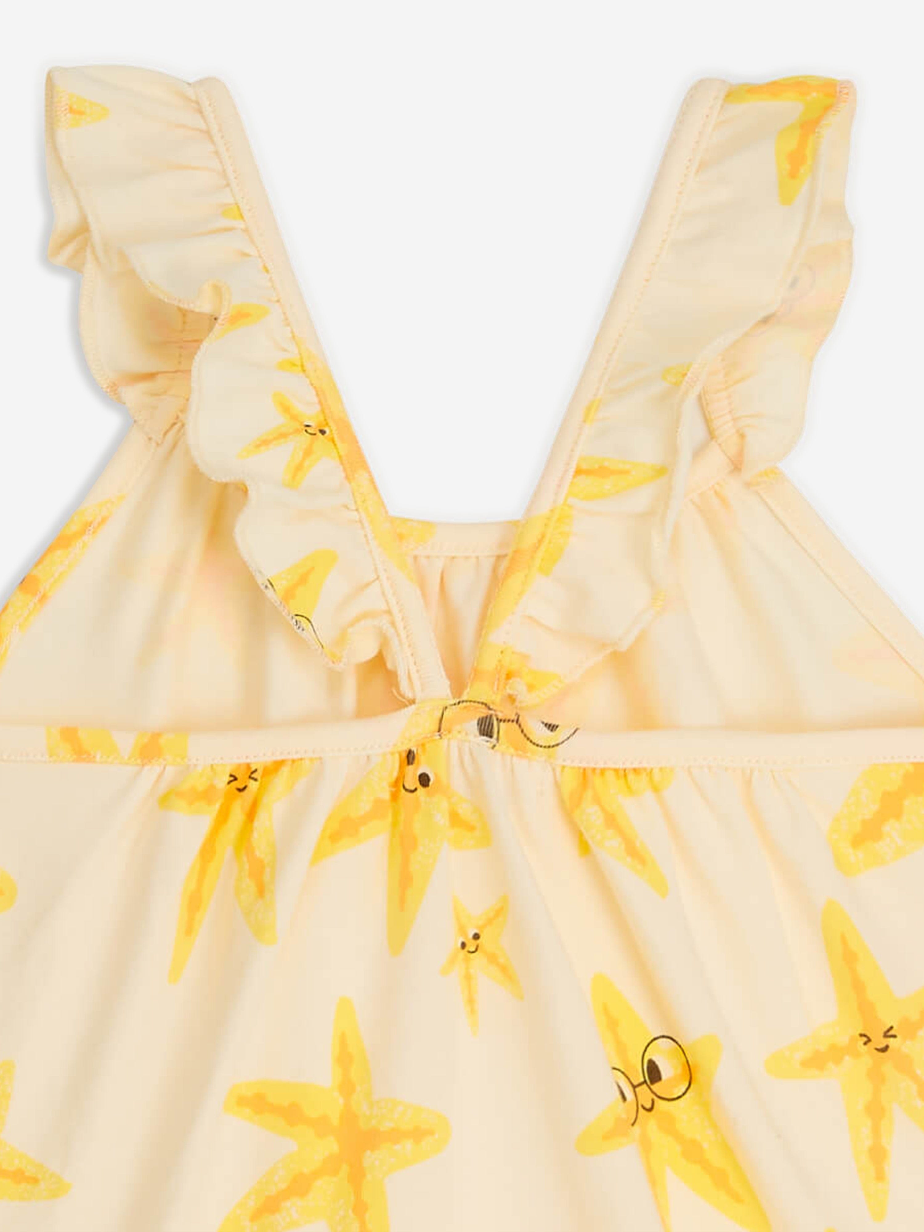 The Bonnie Mob Baby Girls Clarion Starfish Bubble Romper in Ivory