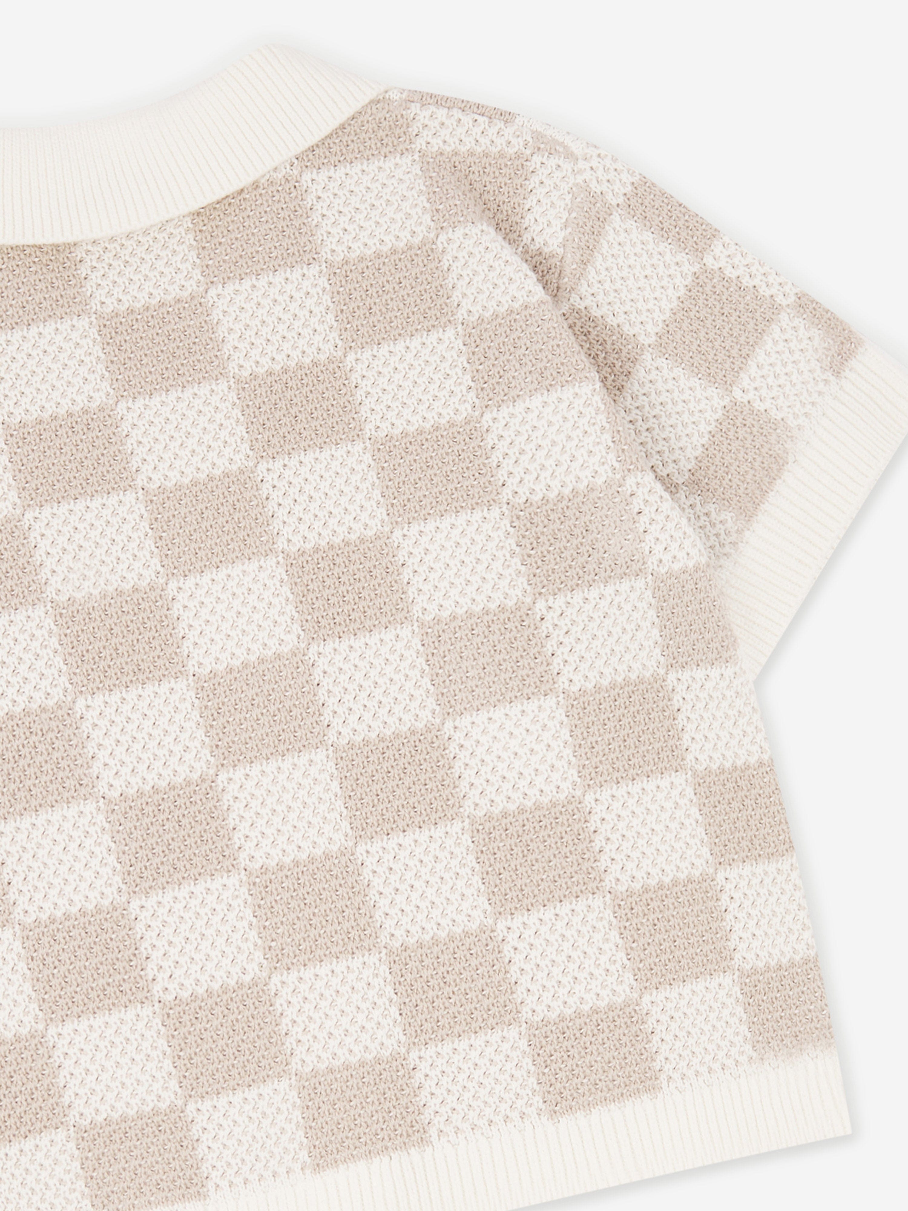 The Couture Club Kids Knitted Checkerboard Shirt in Ivory