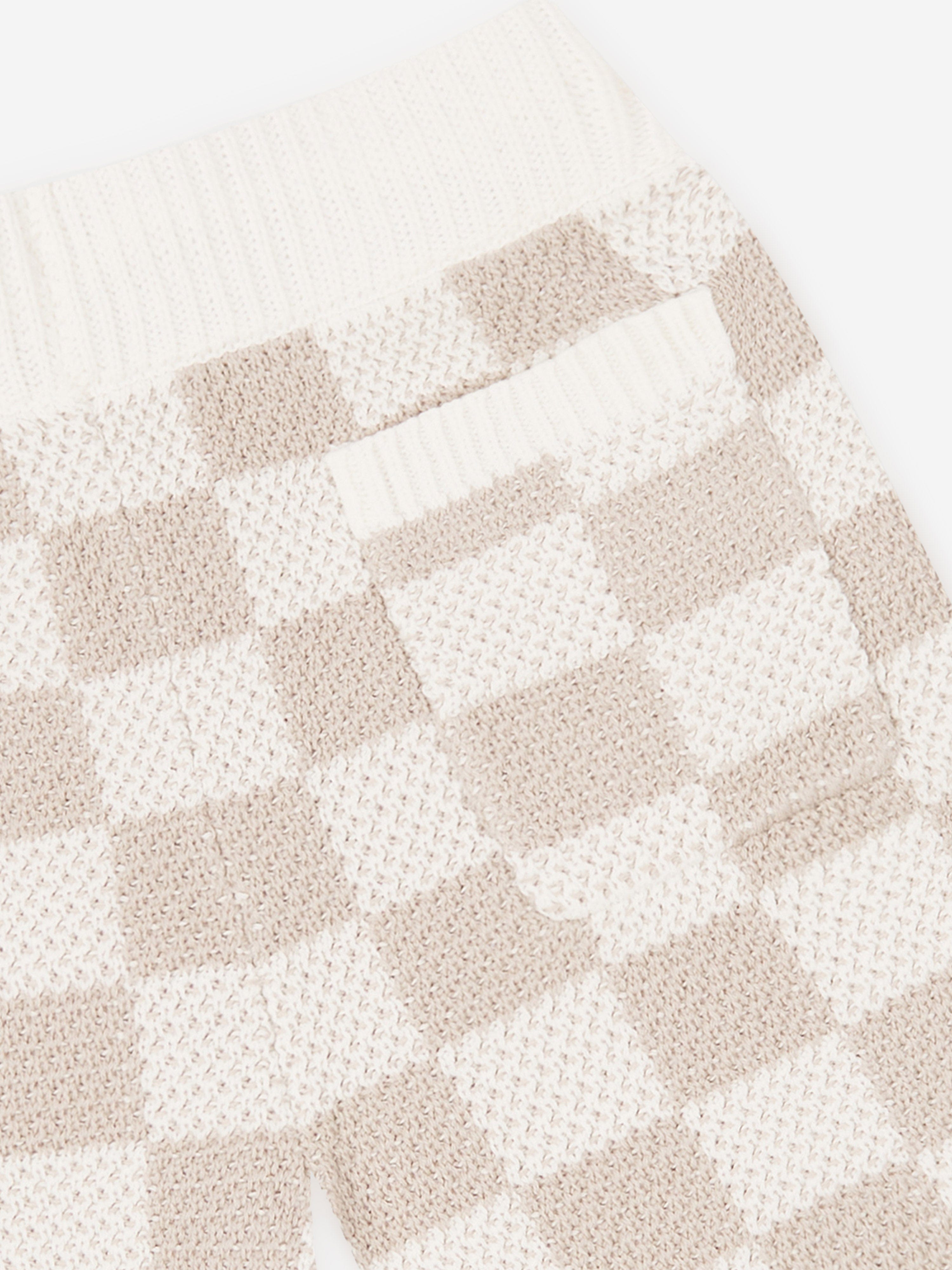The Couture Club Kids Knitted Checkerboard Shorts in Ivory