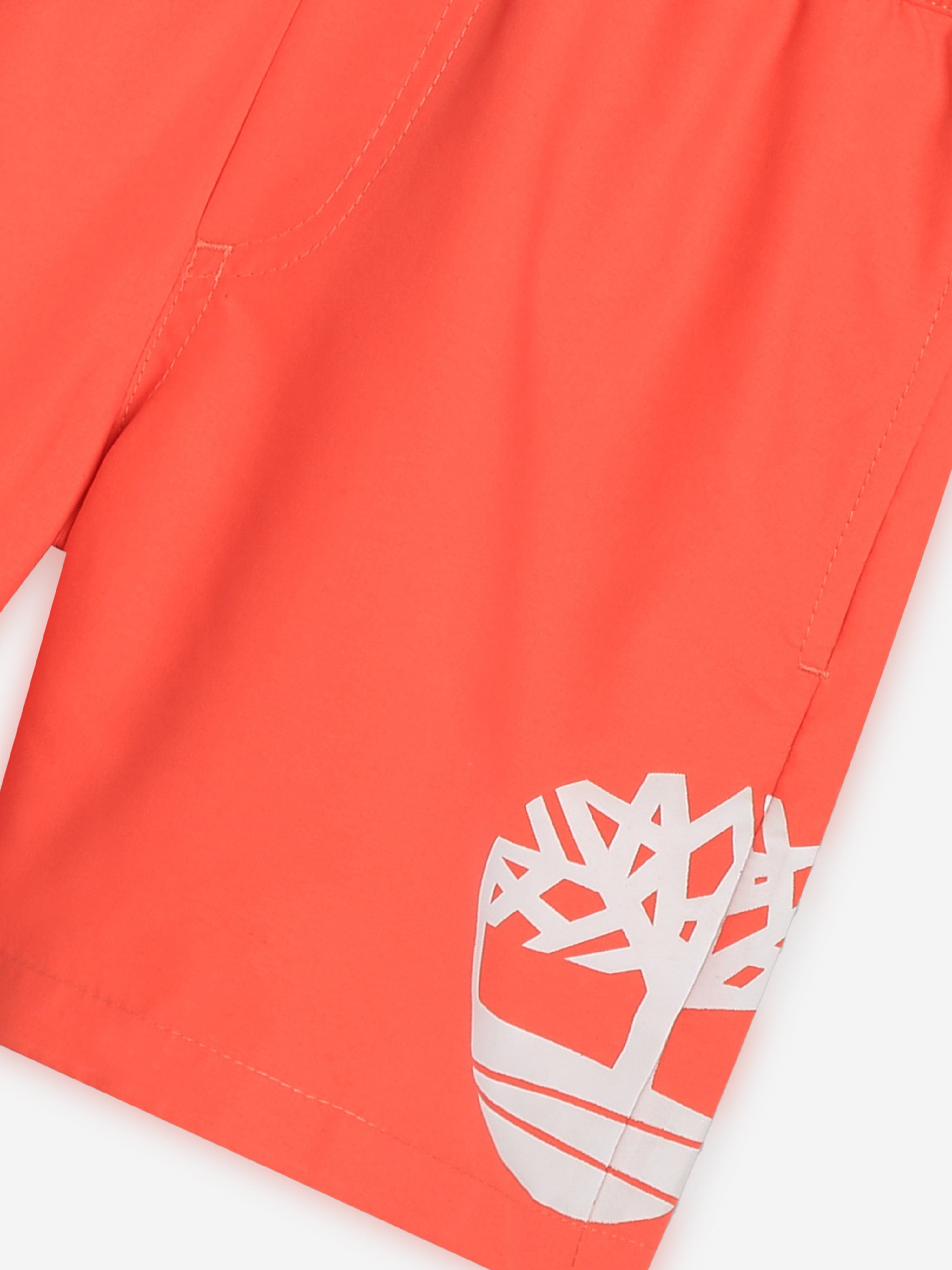 Timberland Boys Logo Swim Shorts in Orange