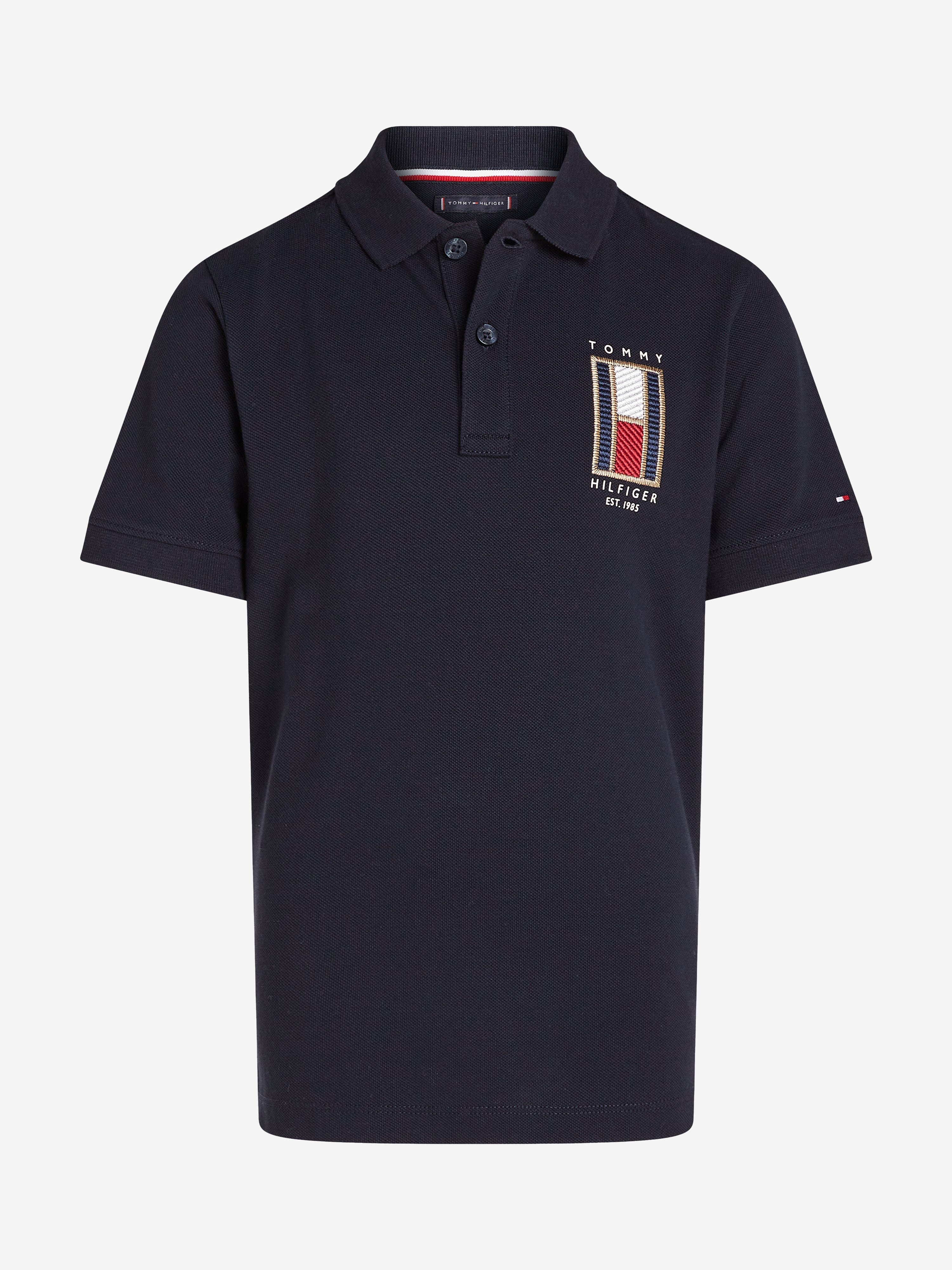 Tommy Hilfiger Boys Vertical Flag Regular Polo Shirt in Navy