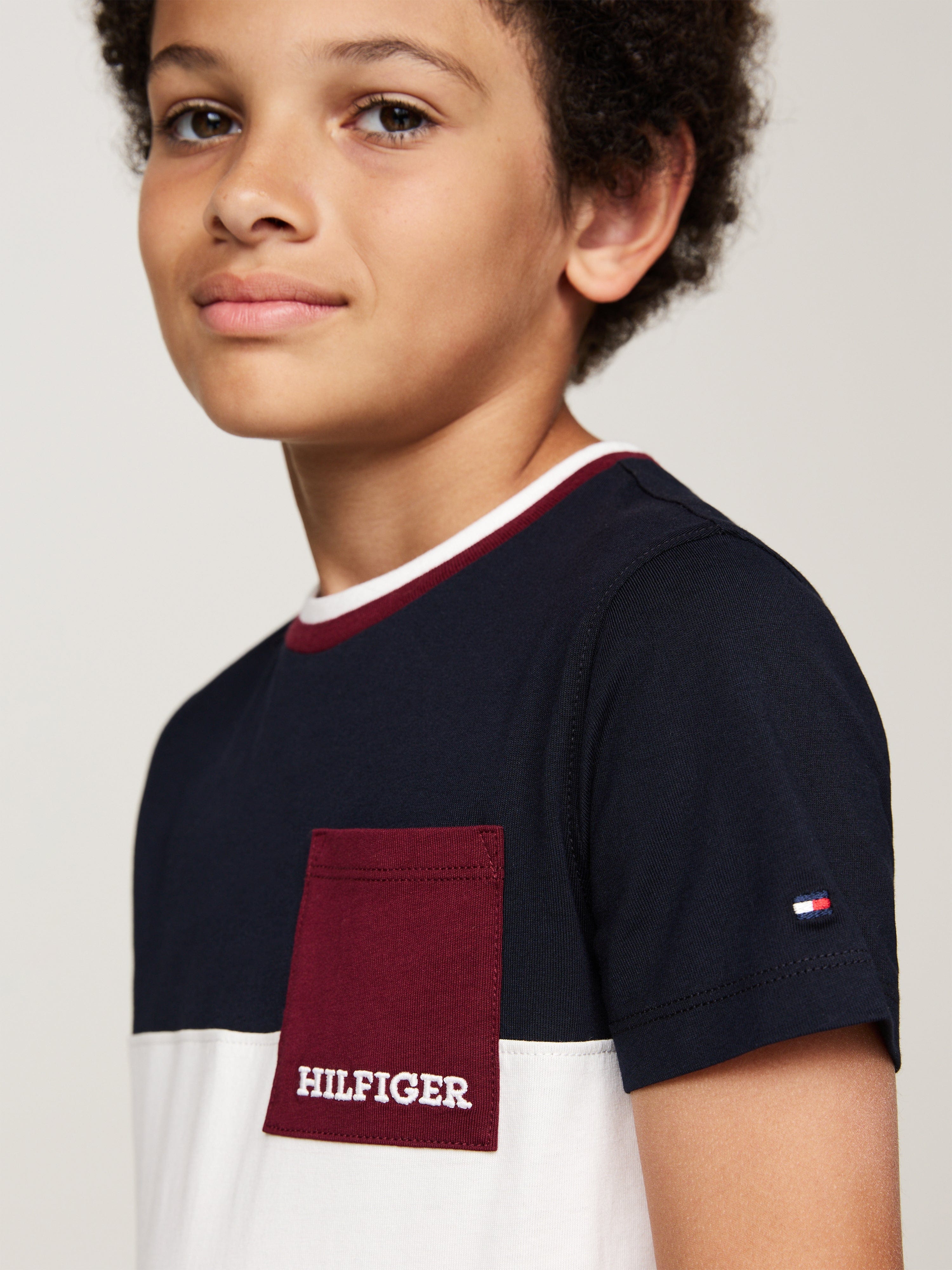 Tommy Hilfiger Boys Colourblock Embroidered T-Shirt in Multicolour