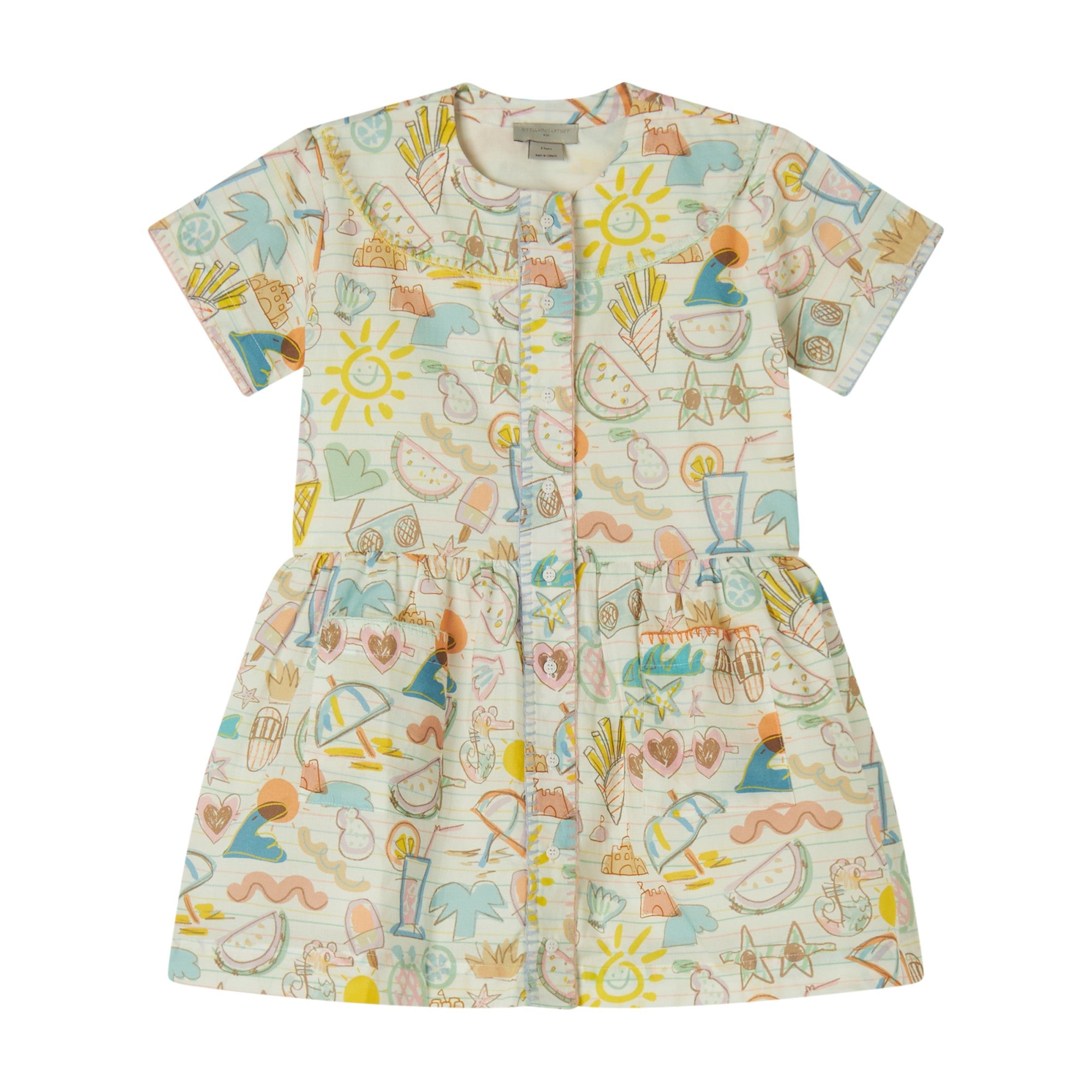 Girls Multicolor Printed Cotton Dress