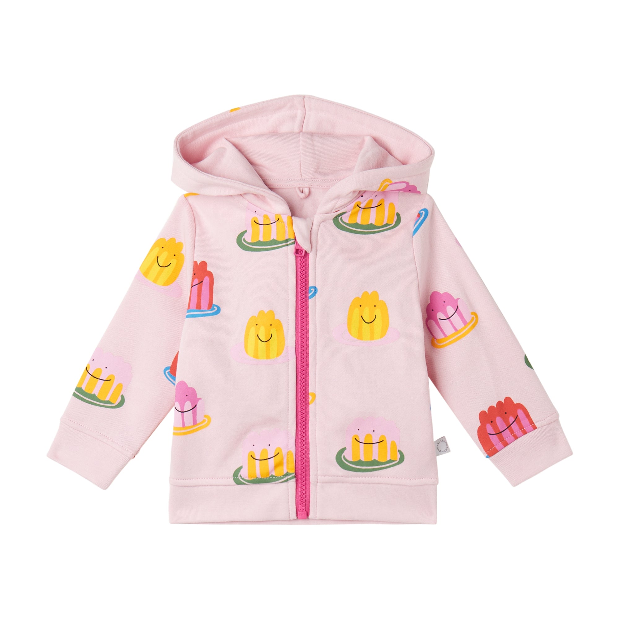 Baby Girls Pink Printed Cotton Zip-Up Top