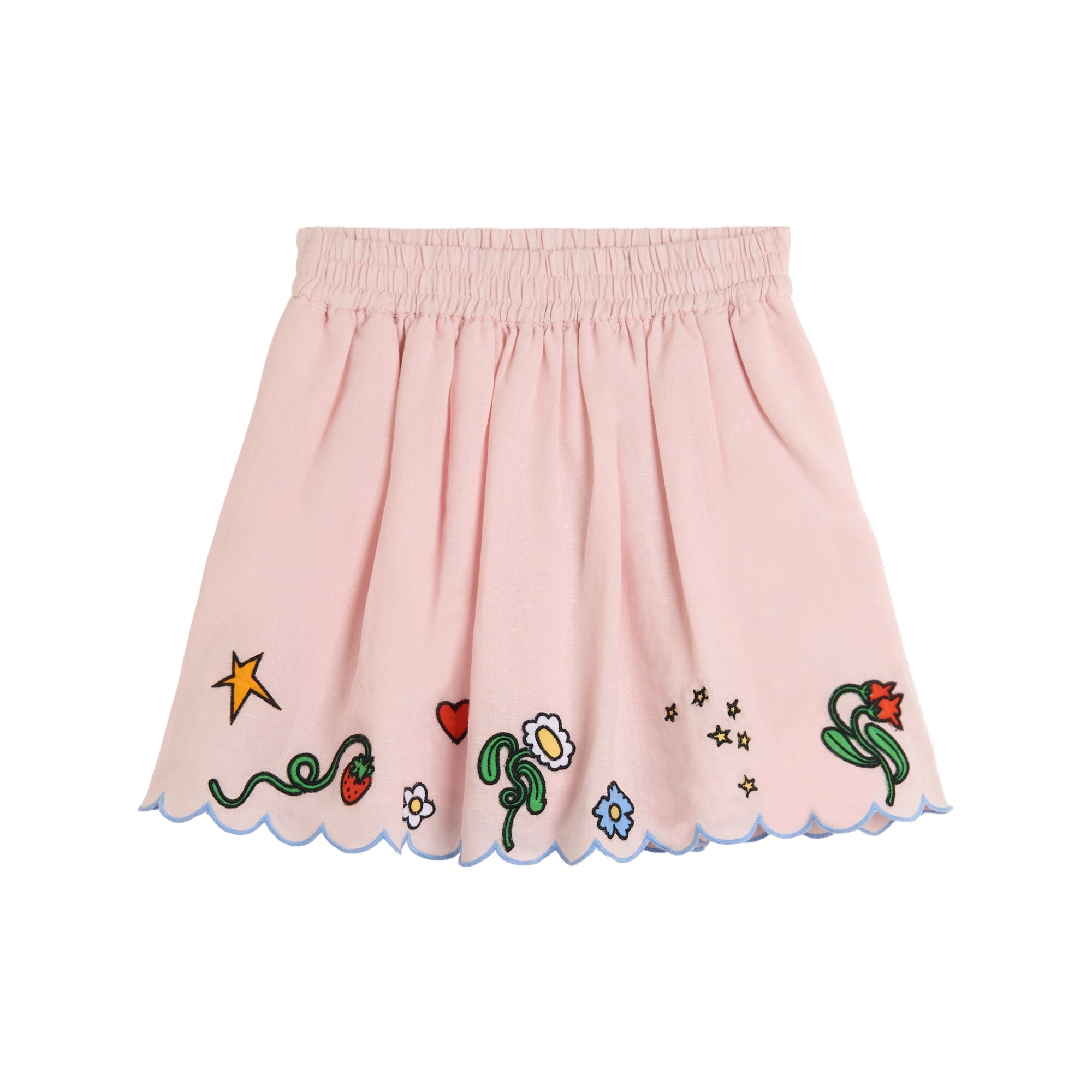 Girls Light Pink Embroidered Skirt