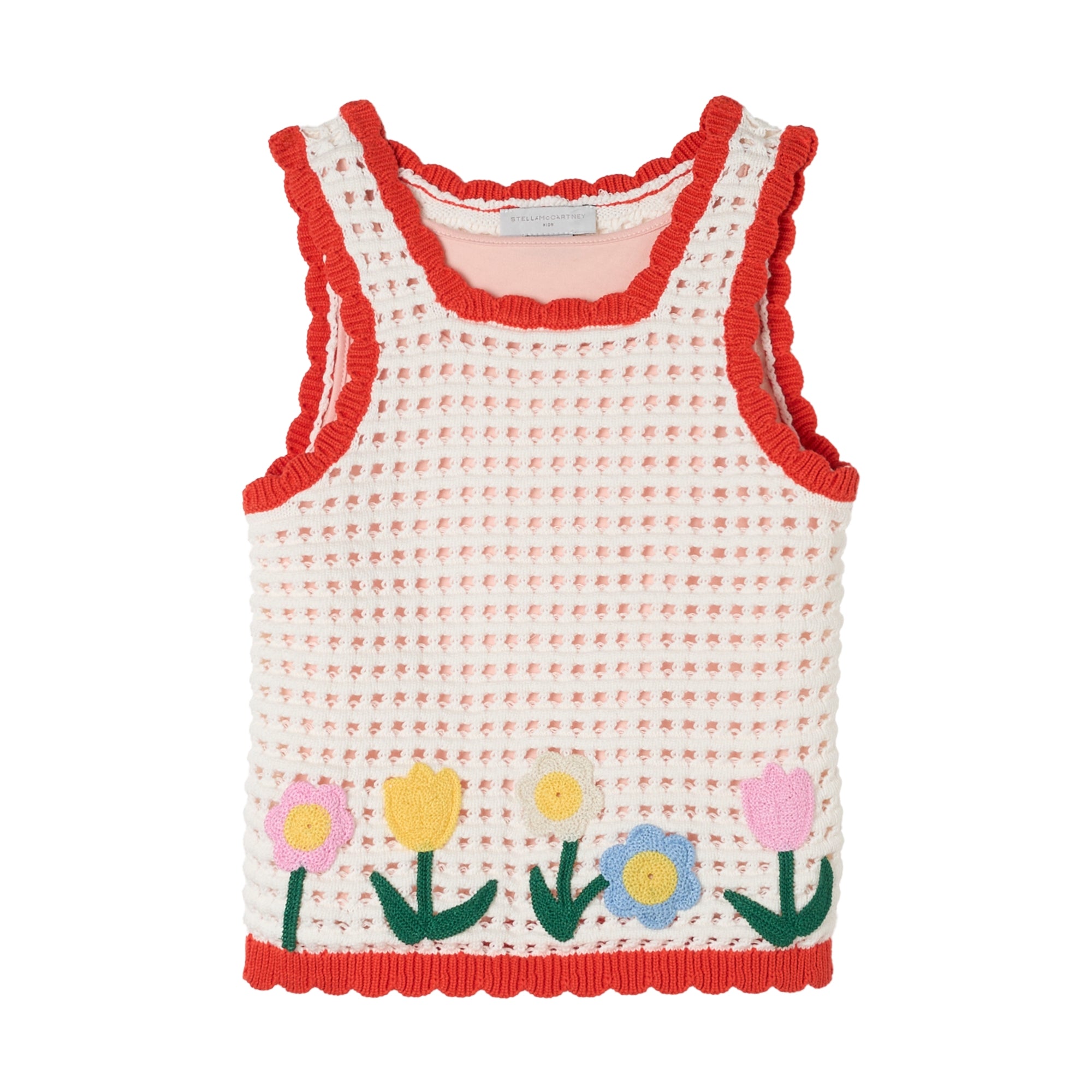 Girls White Cotton Knit Vest