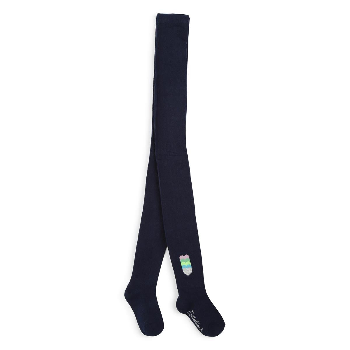 Girls Navy Logo Tights
