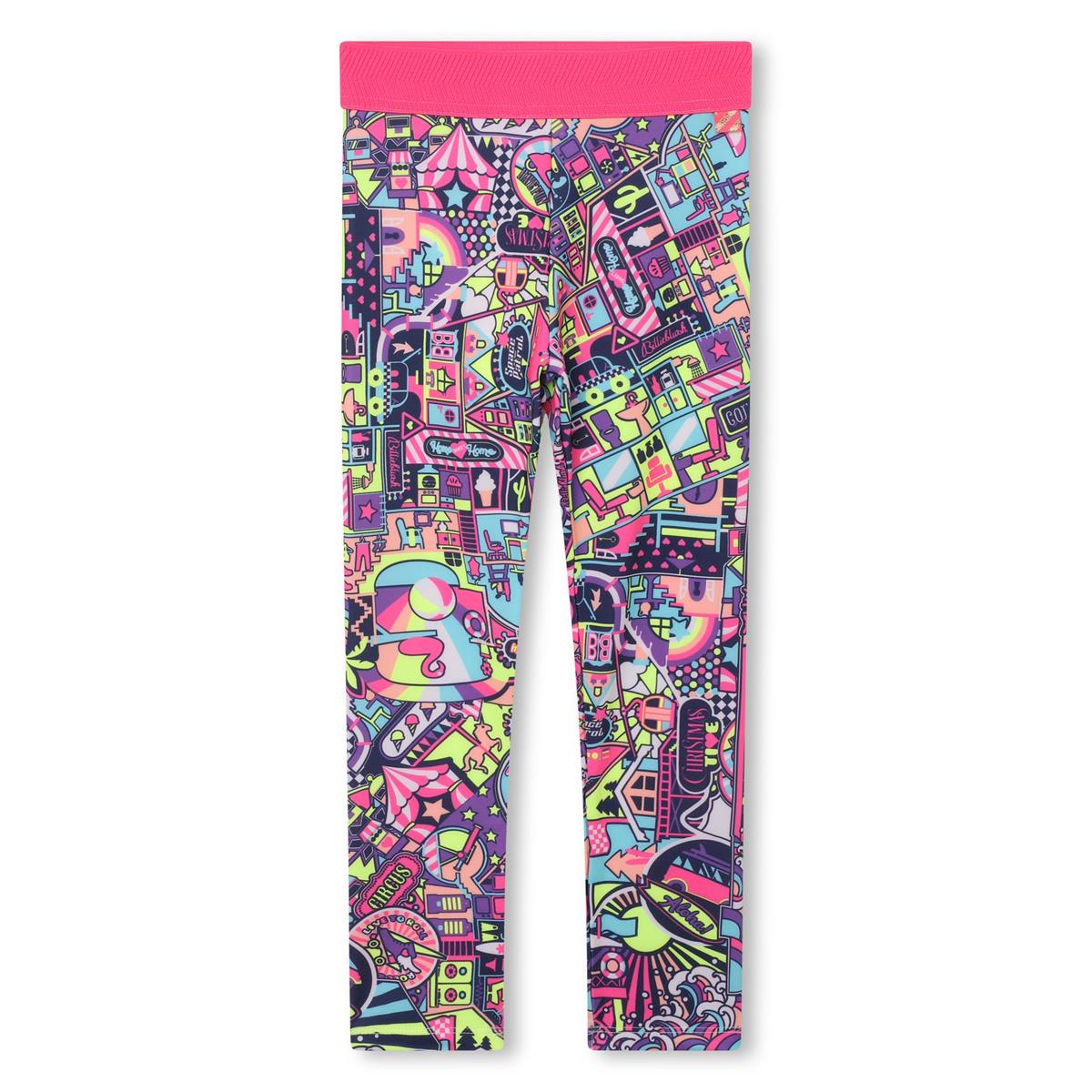 Girls Pink Printed Leggings