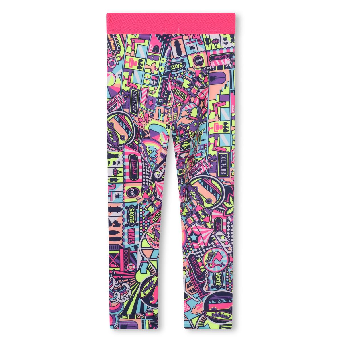 Girls Pink Printed Leggings