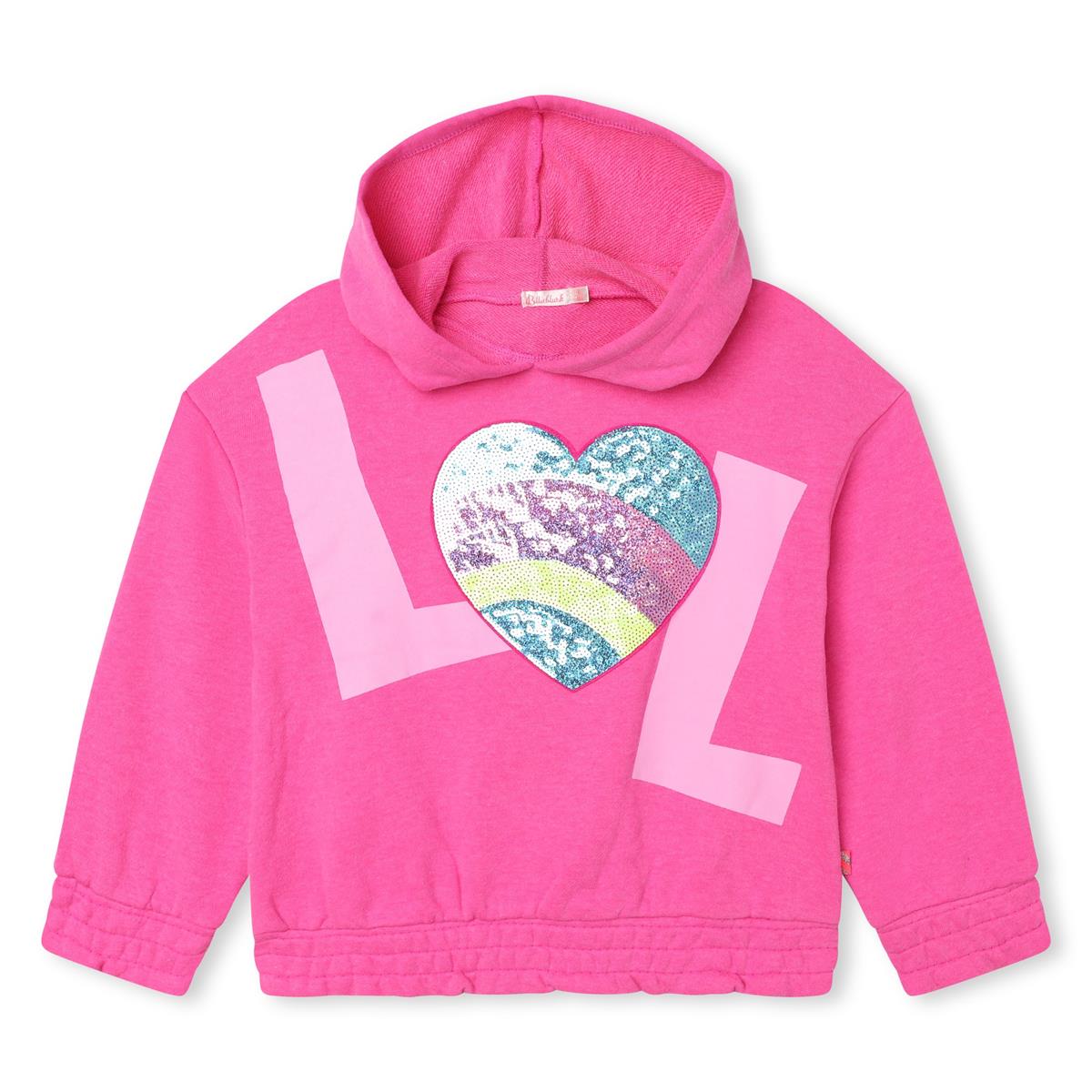 Girls Pink Sequin Hooded Sweatshirt
