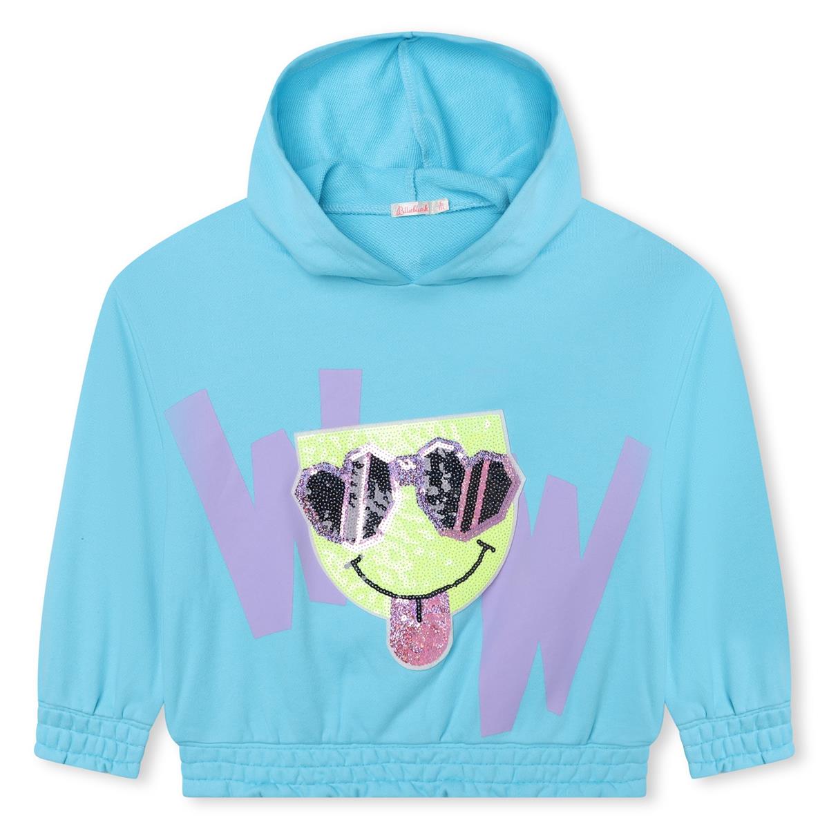 Girls Blue Sequin Hooded Sweatshirt