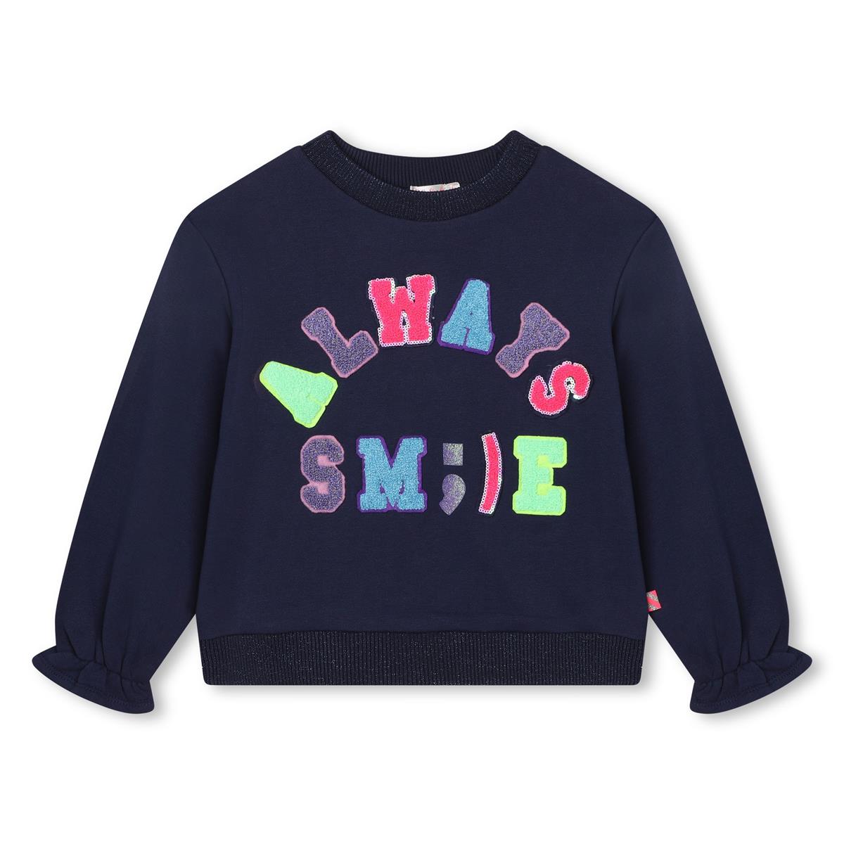 Girls Blue Printed Sweatshirt