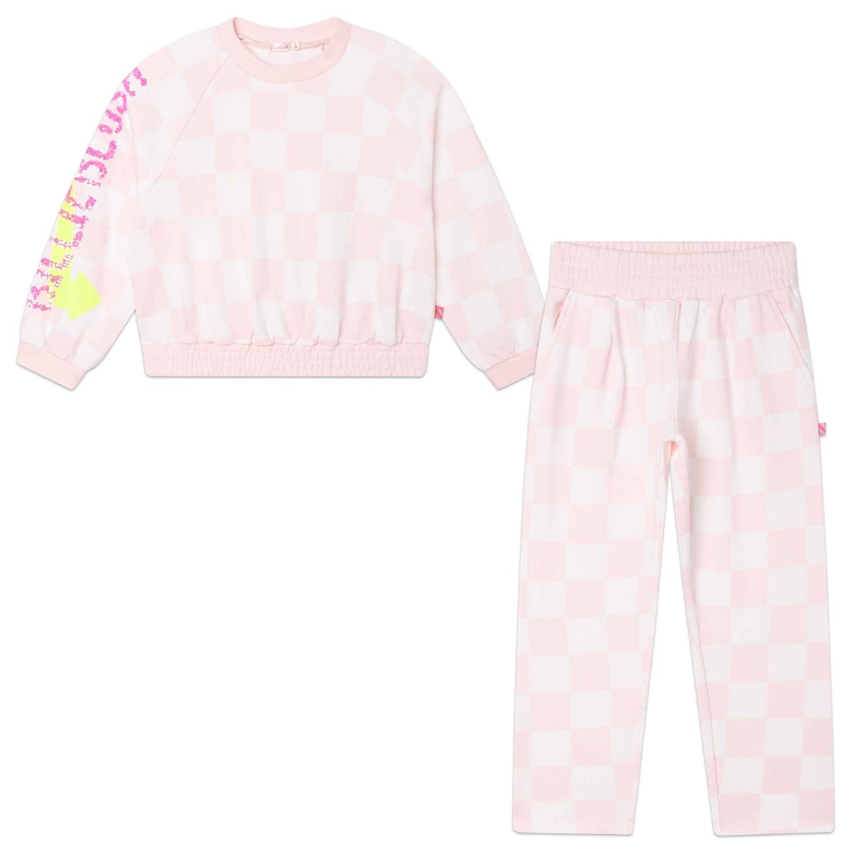 Girls Light Pink Check Set