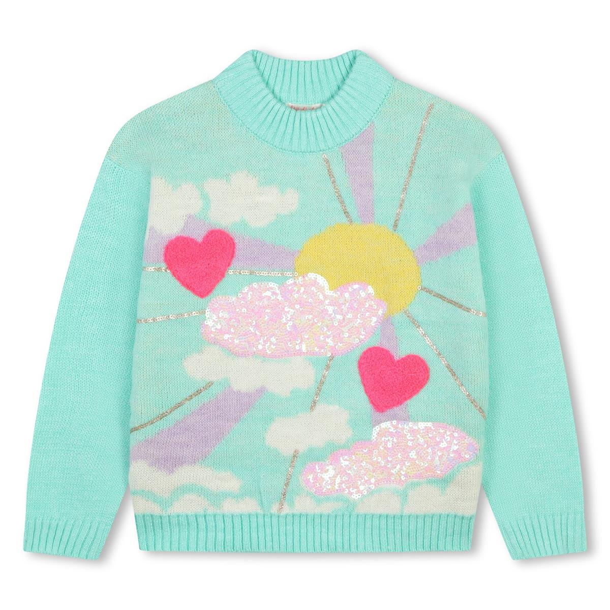 Girls Cyan Knit Sweater