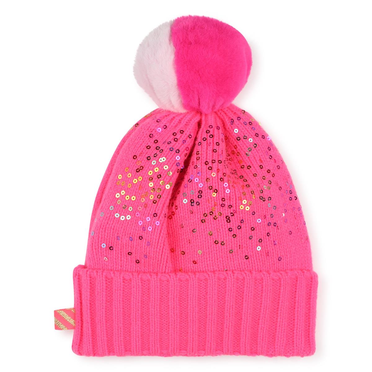 Girls Pink Sequin Knit Hat