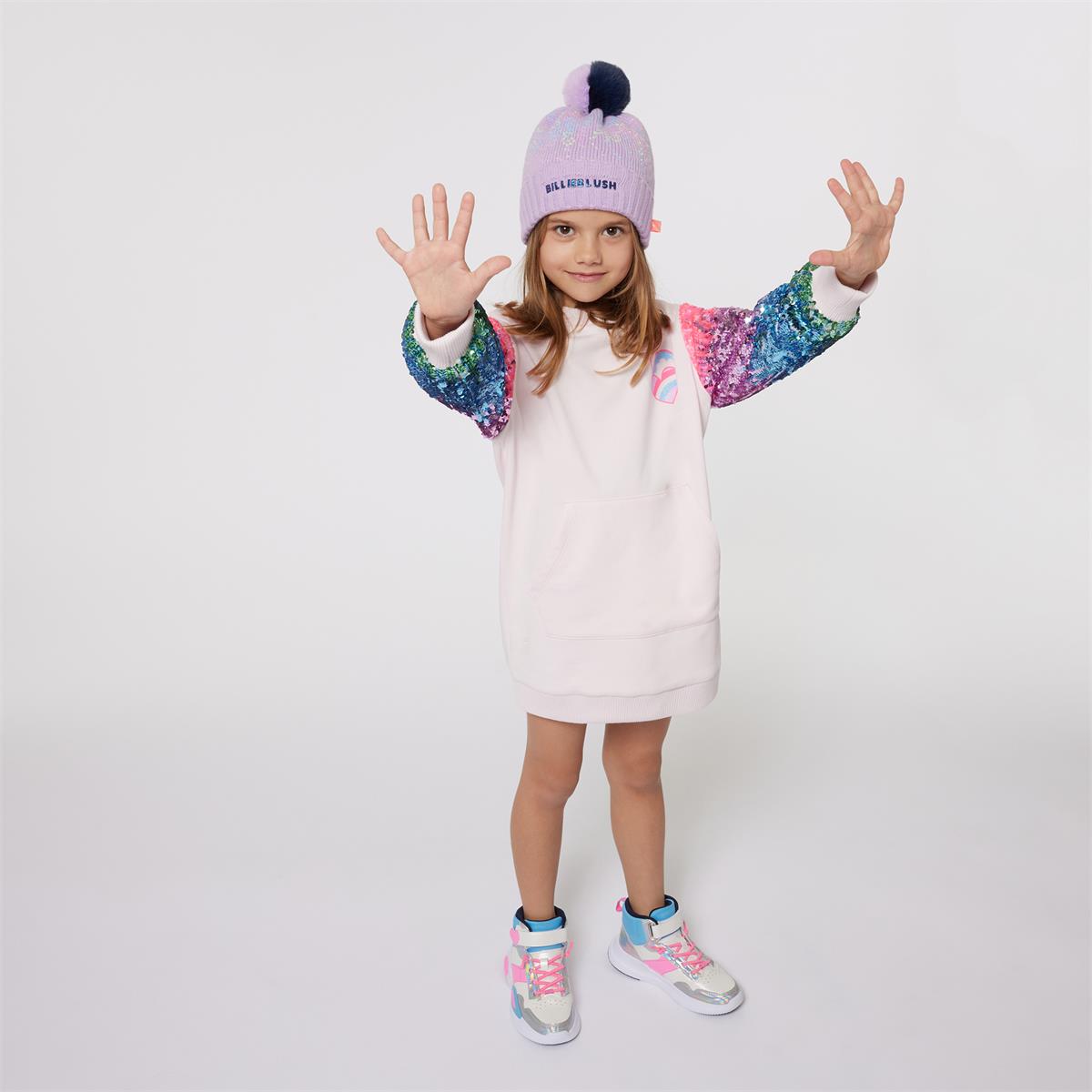 Girls Purple Sequins Knit Hat