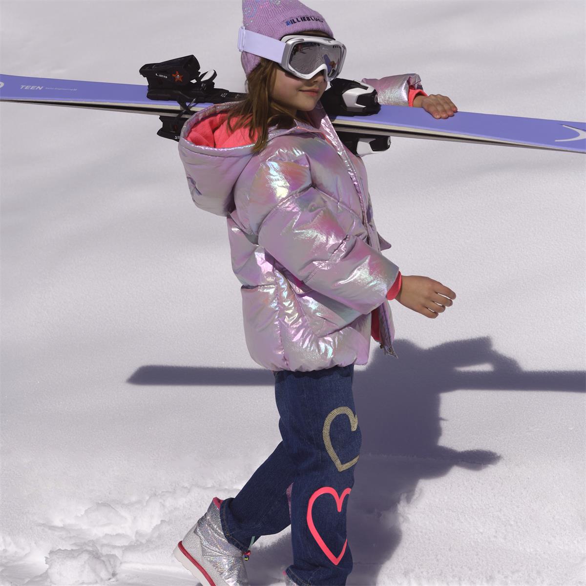 Girls Purple Sequins Knit Hat