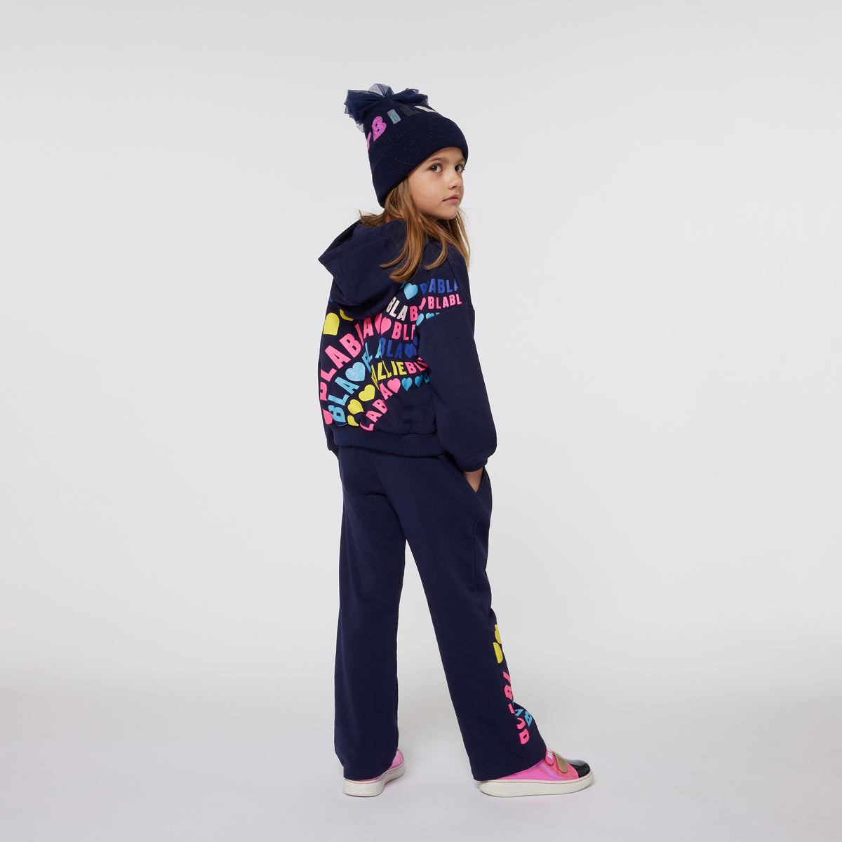 Ensemble bonnet et écharpe à paillettes bleu marine pour filles