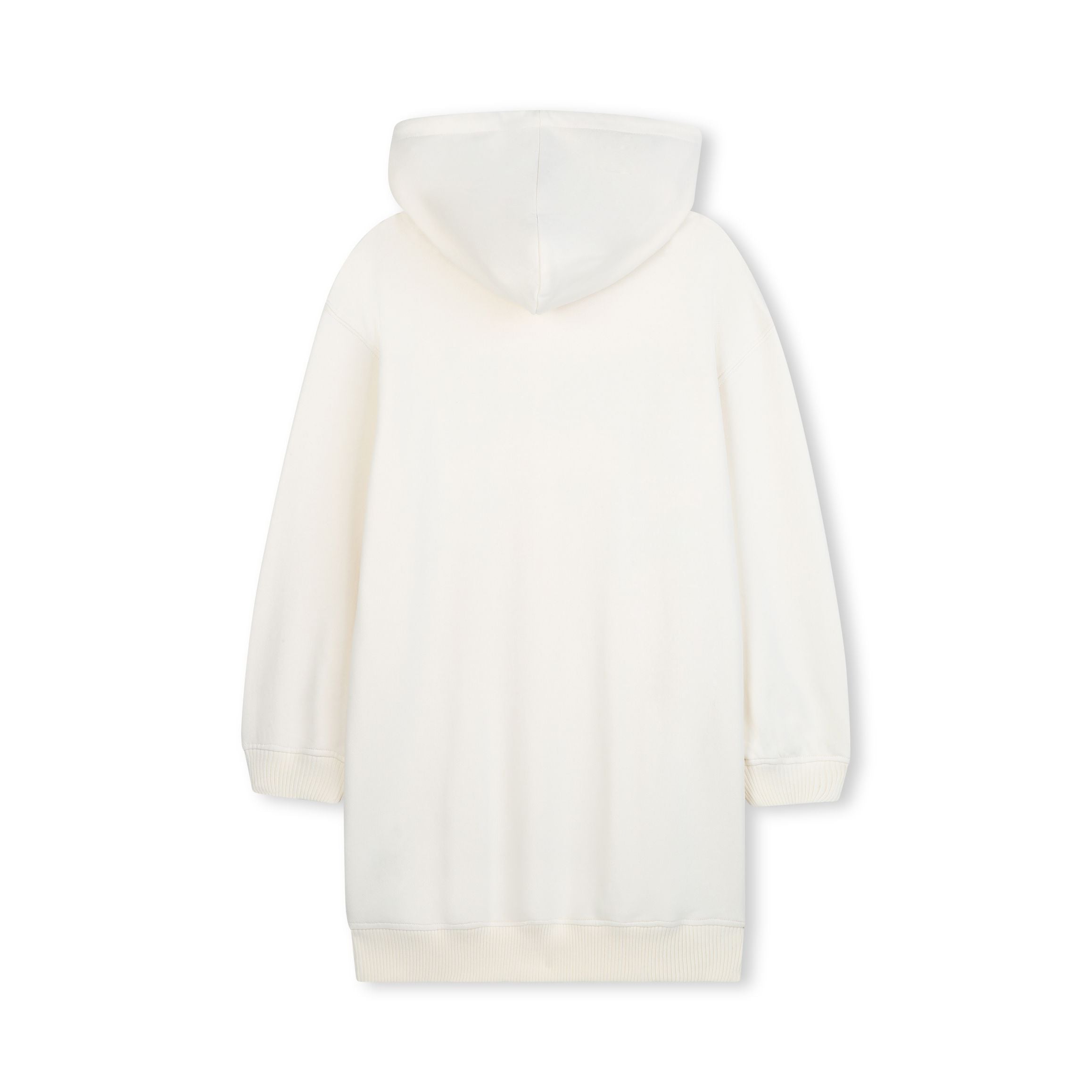 Girls White Printed Cotton Dress