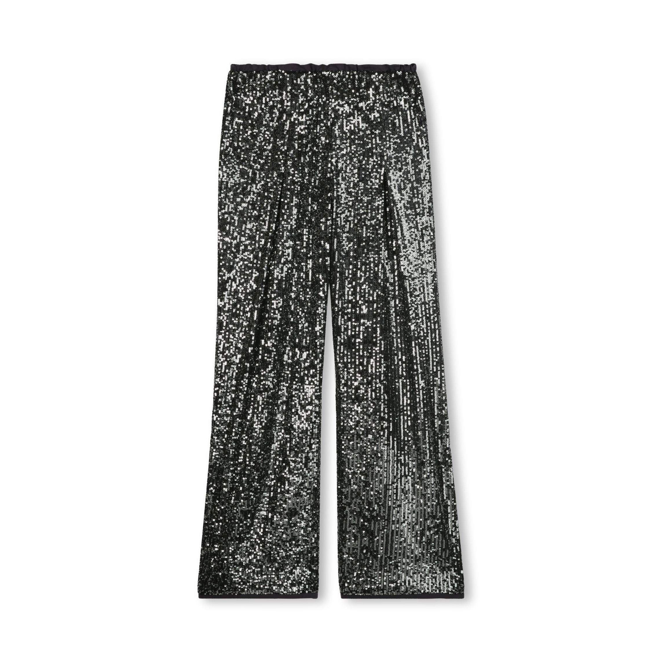 Girls Dark Grey Sequin Trousers