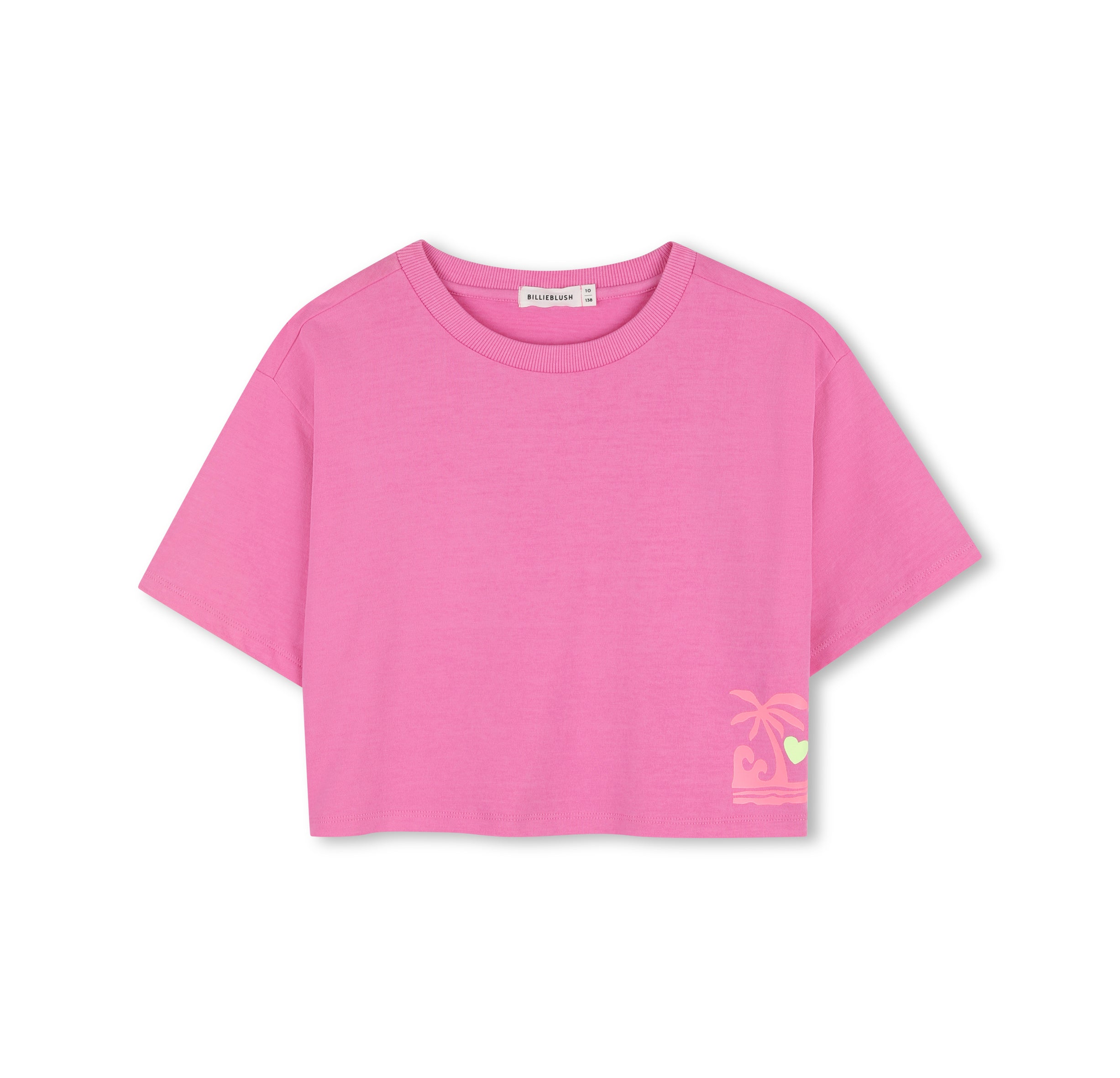 Girls Pink Printed Cotton T-Shirt