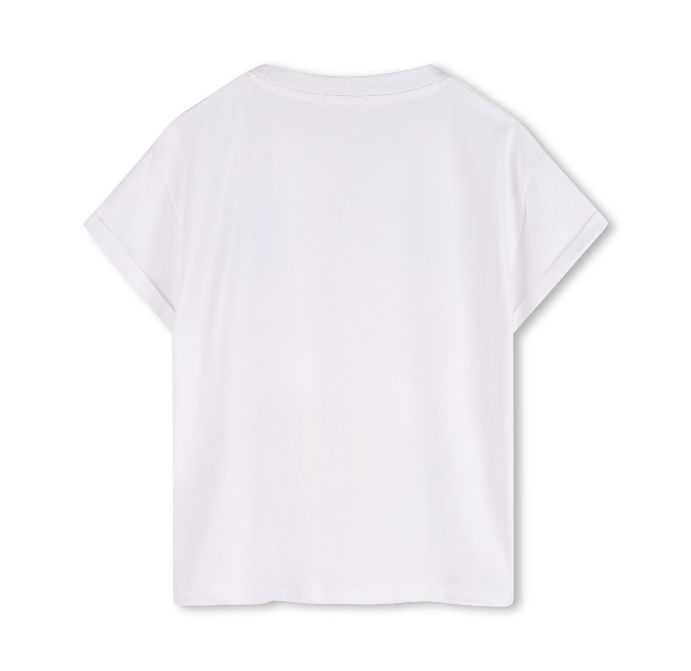 Girls White Printed Cotton T-Shirt