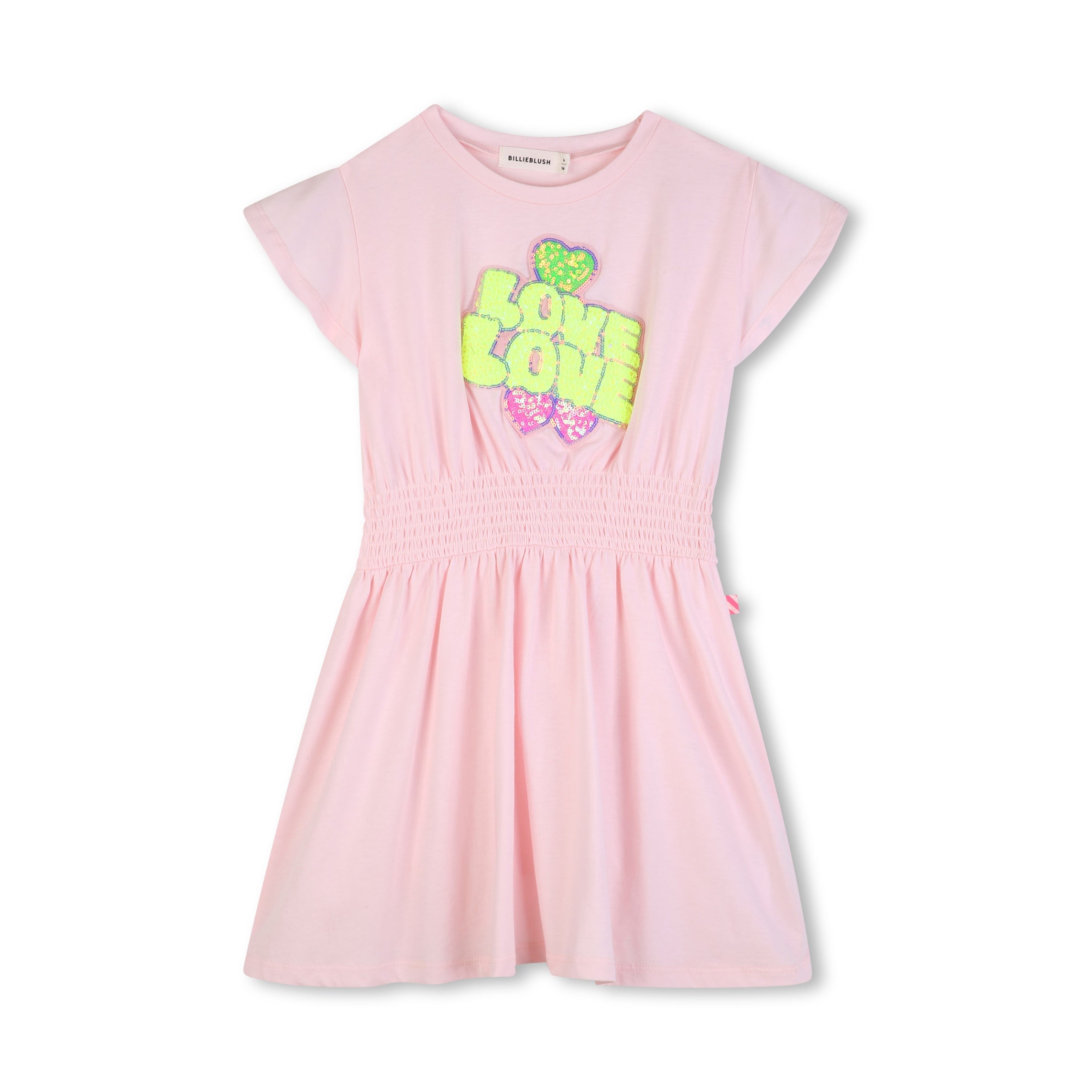 Girls Light Pink Sequin Cotton Dress