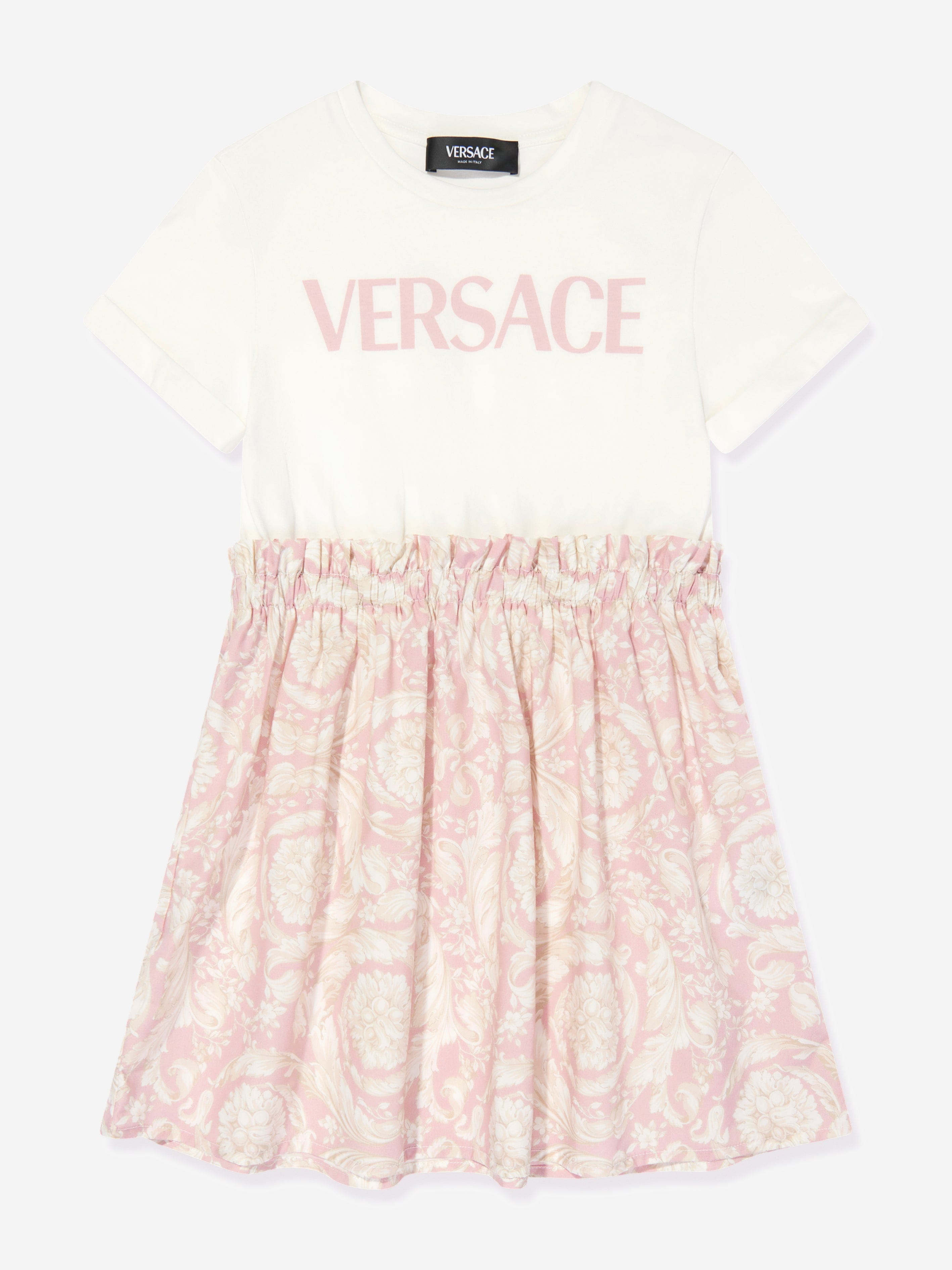 Versace Girls Barocco Jersey Dress in Pink