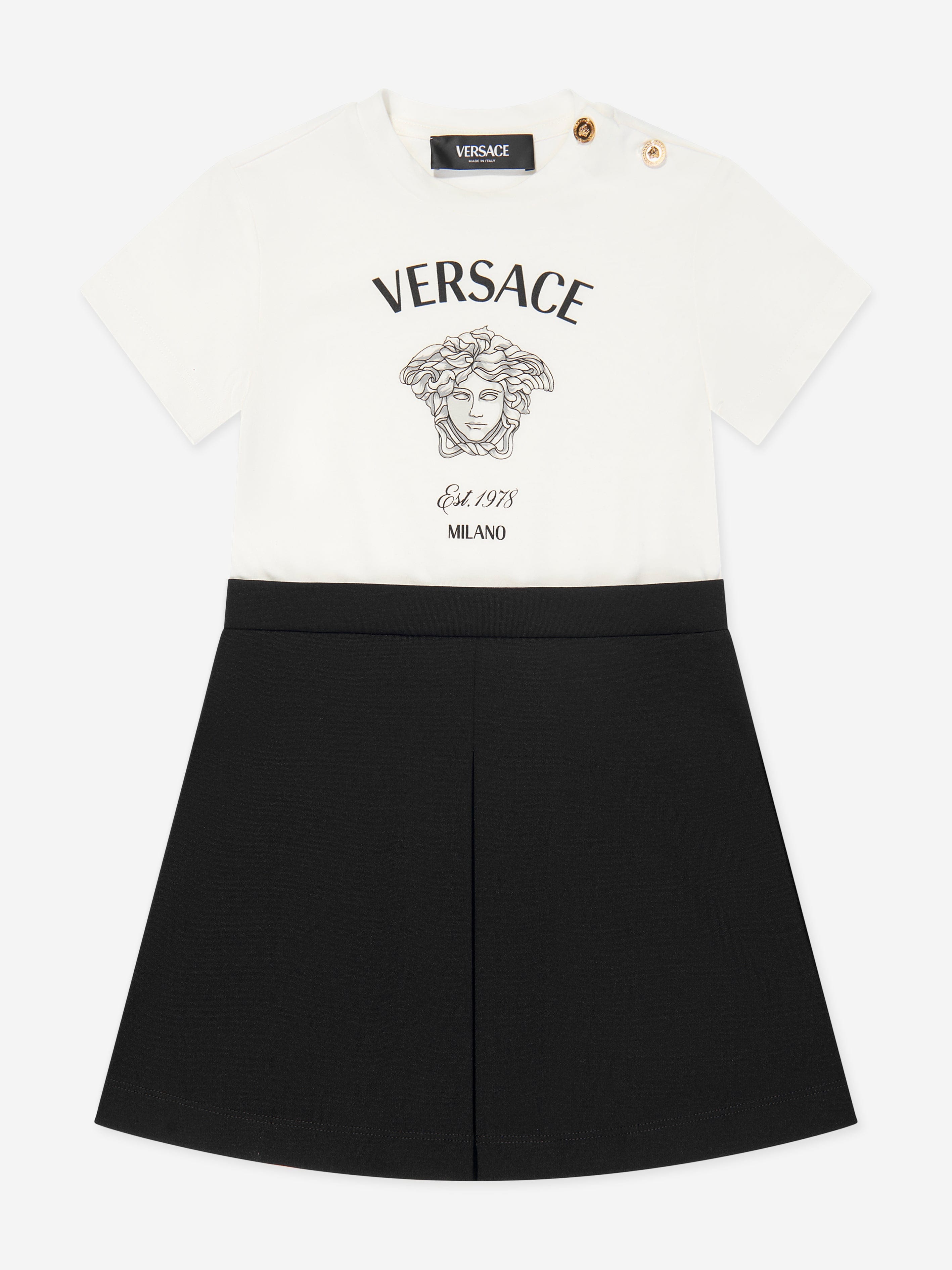 Versace Girls Medusa T-Shirt Dress in White