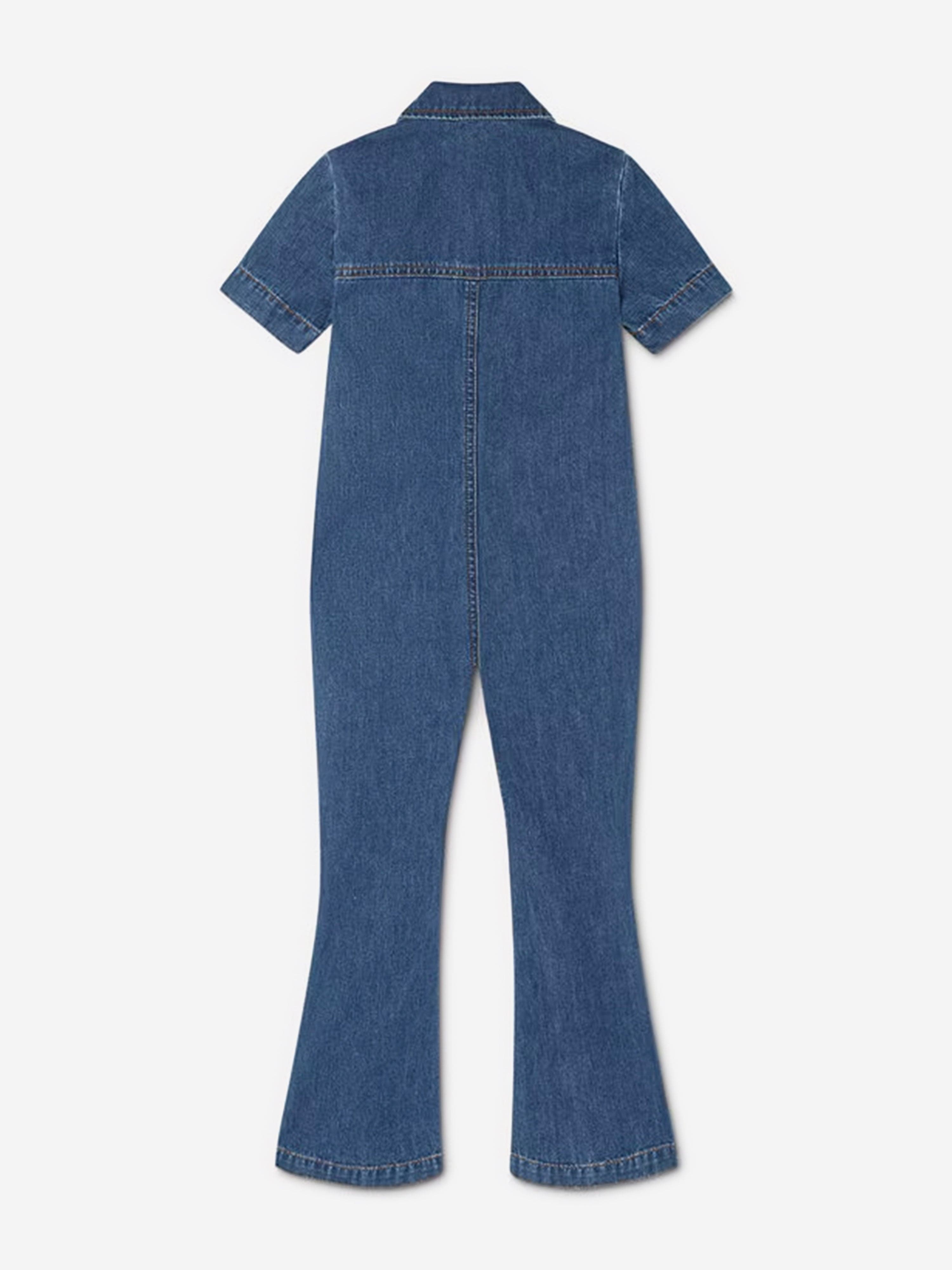 Versace Girls Denim Logo Jumpsuit in Blue