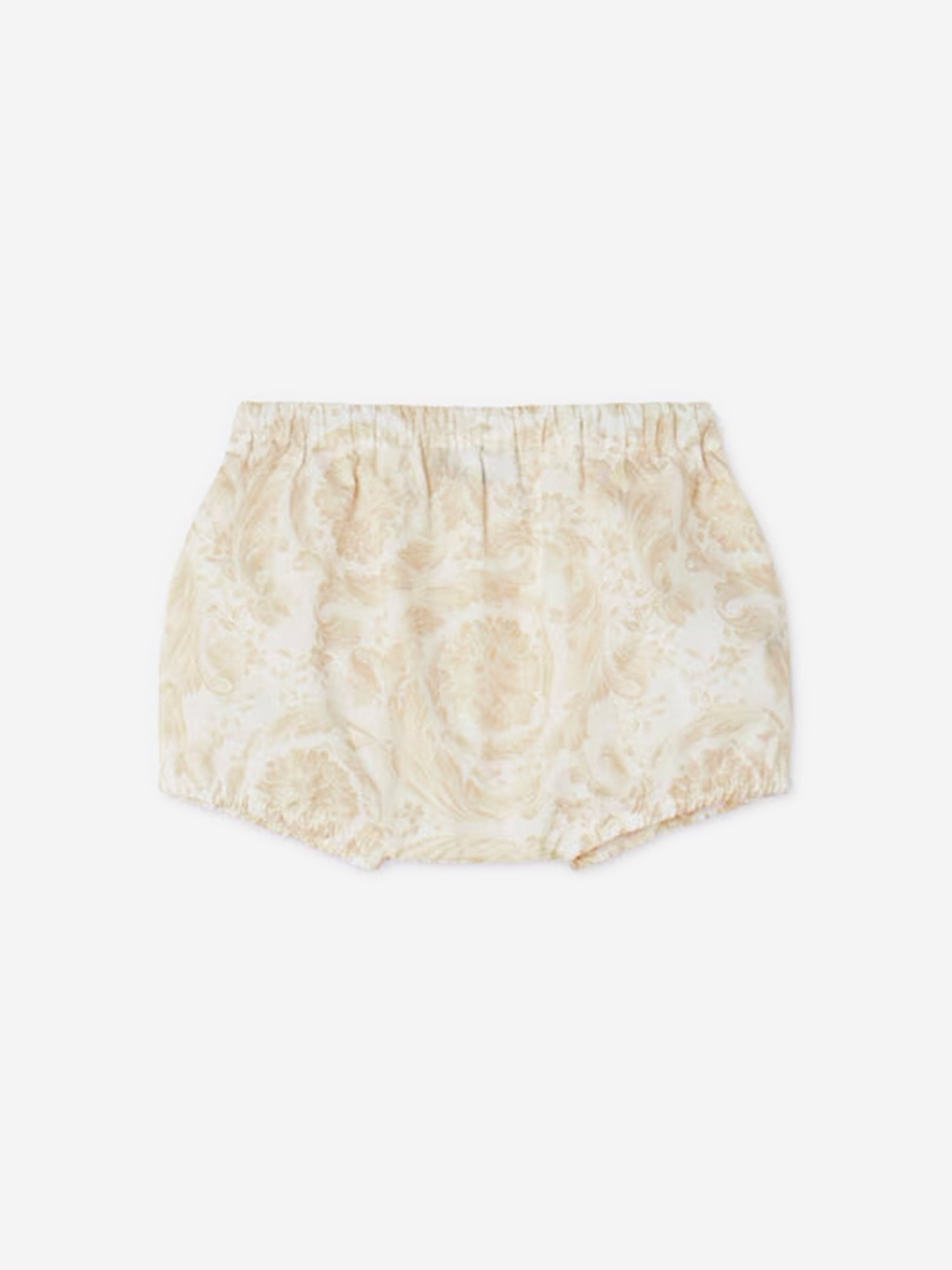 Versace Baby Girls Barocco Dress With Knickers in Beige