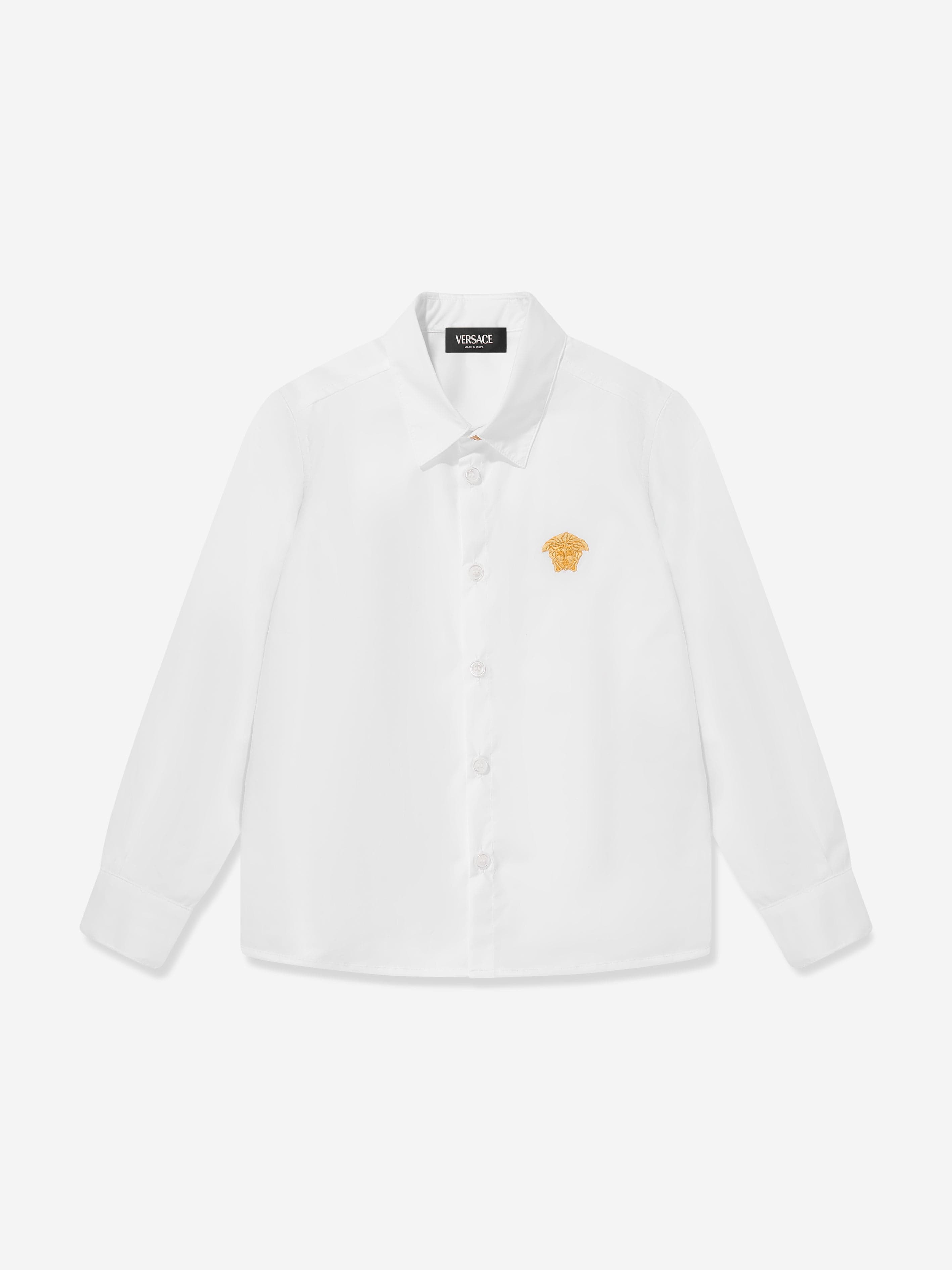 Versace Boys Medusa Logo Shirt in White