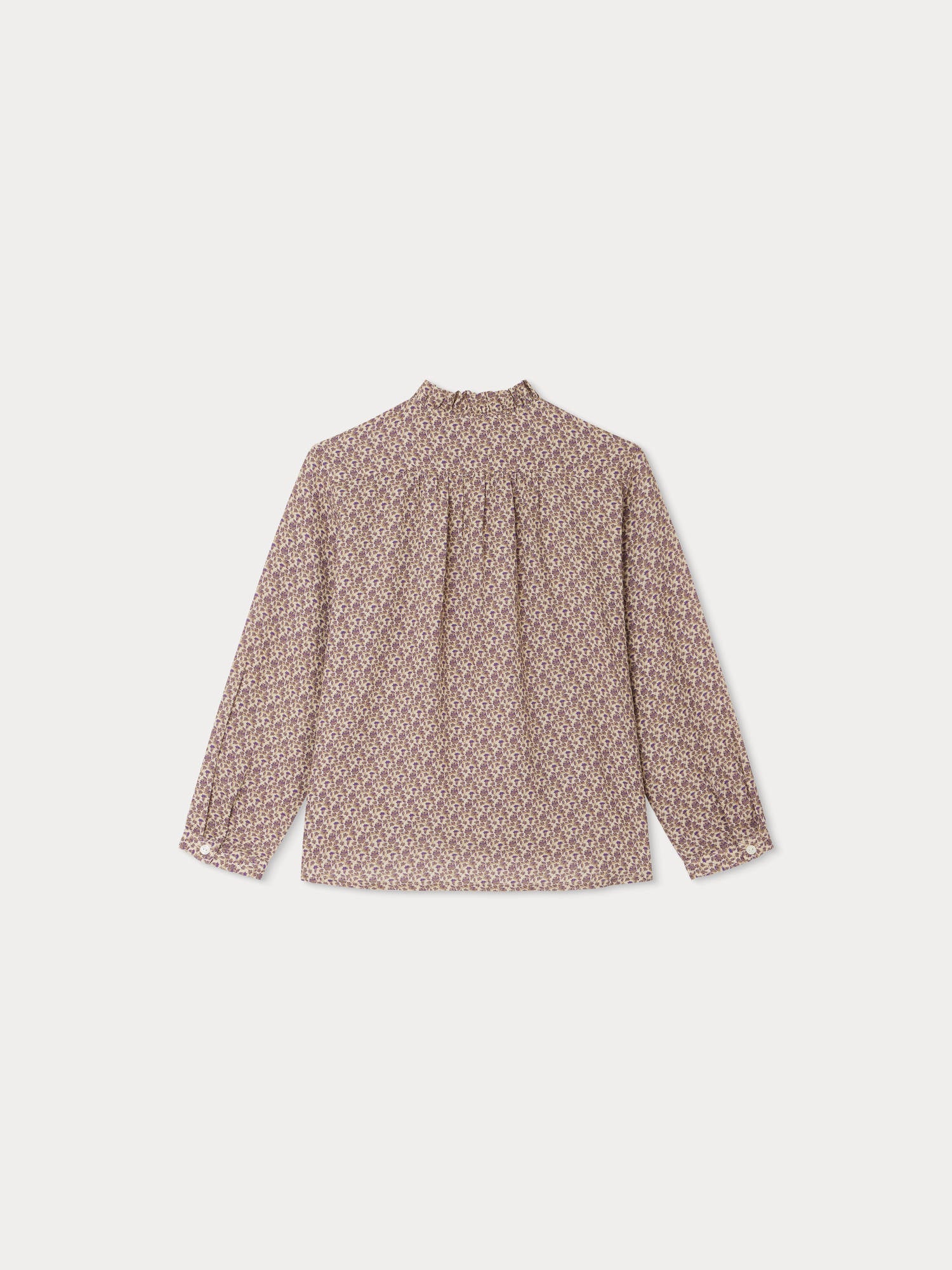 Girls Taupe Floral Cotton Shirt