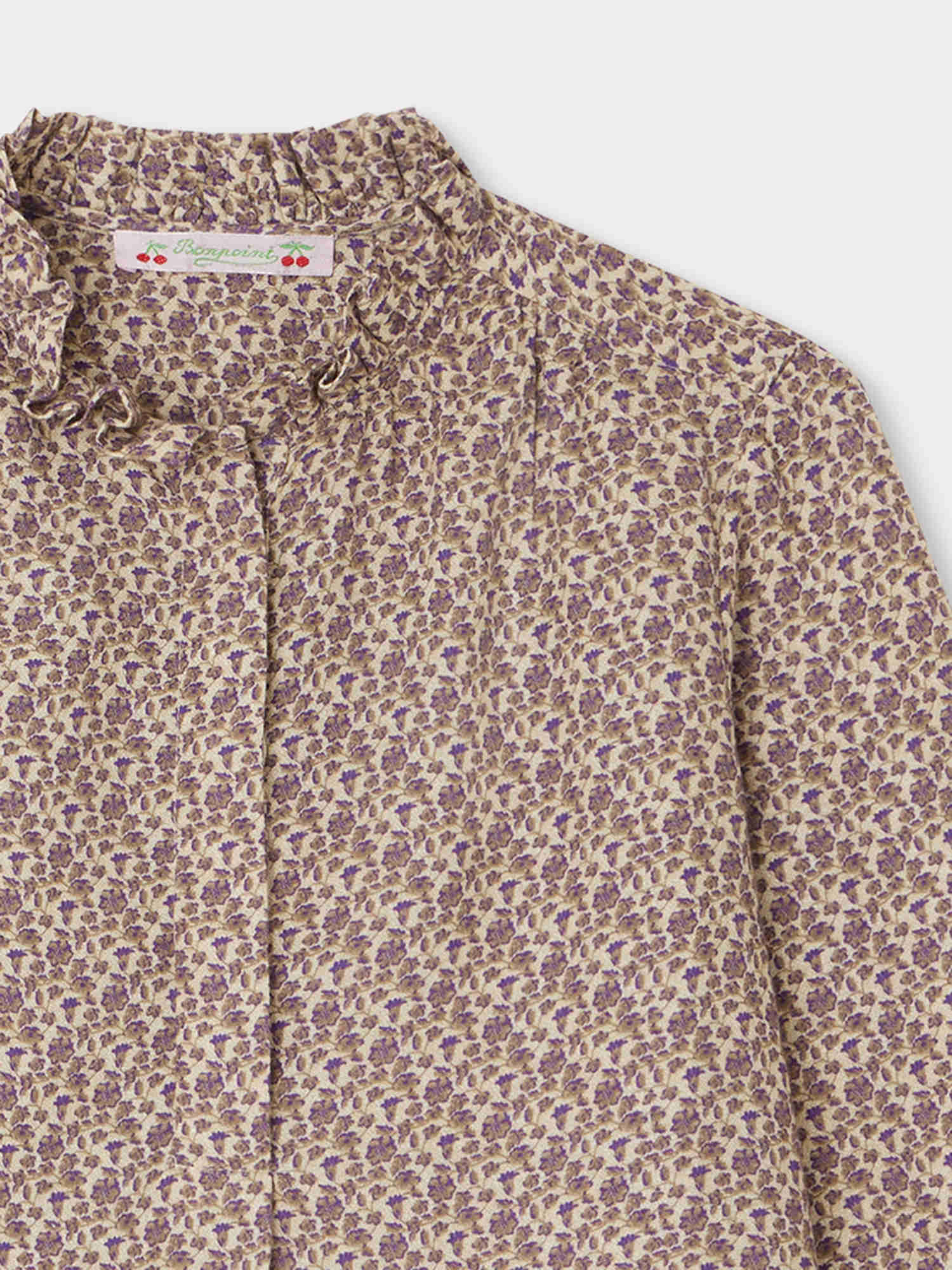 Girls Taupe Floral Cotton Shirt