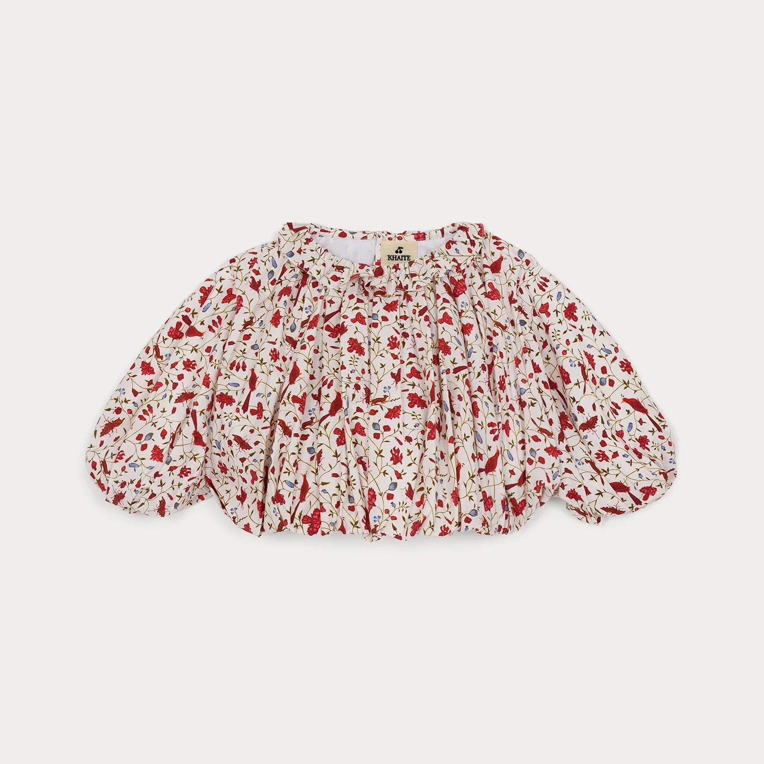 Girls Ivory Floral Cotton Shirt