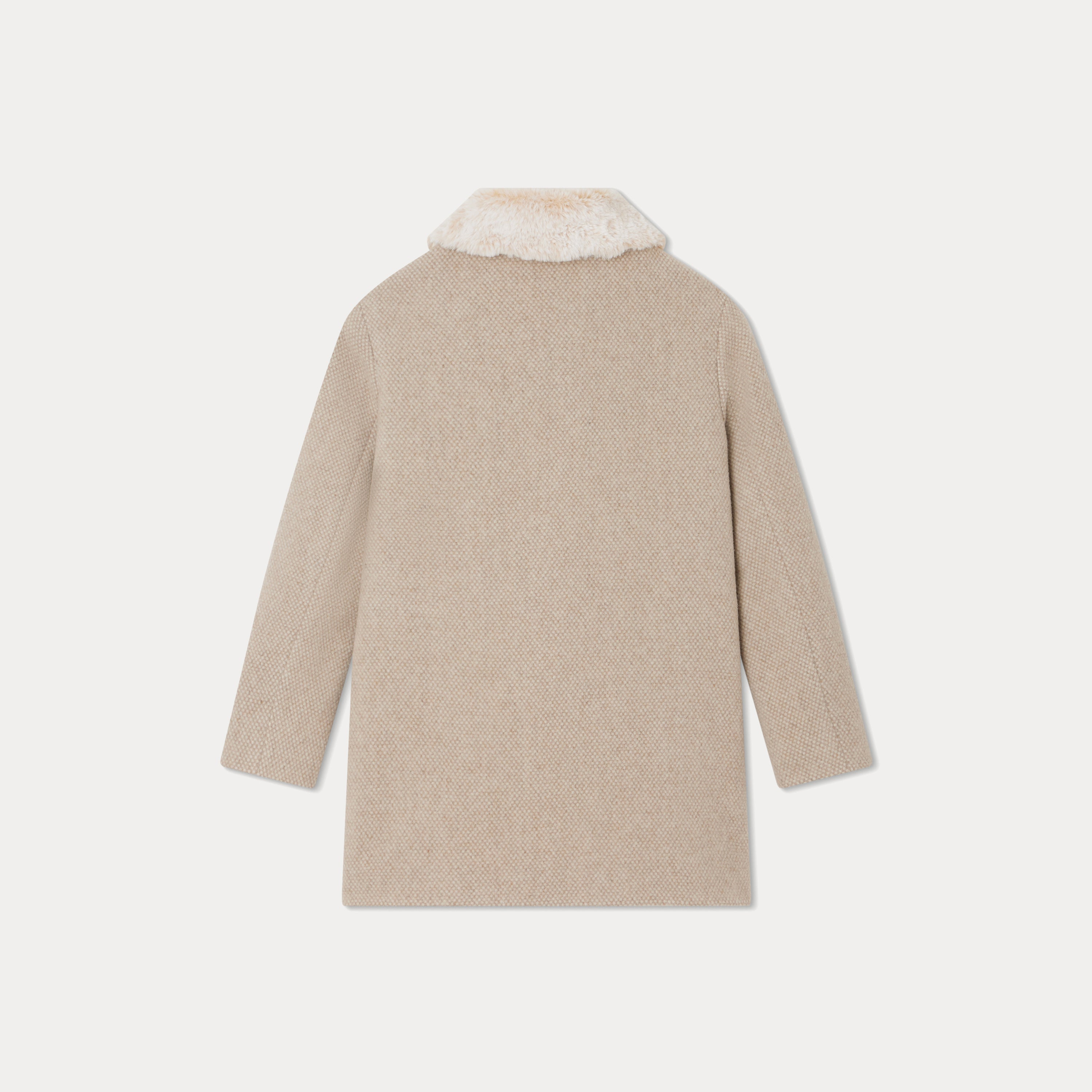 Girls Beige Wool Coat