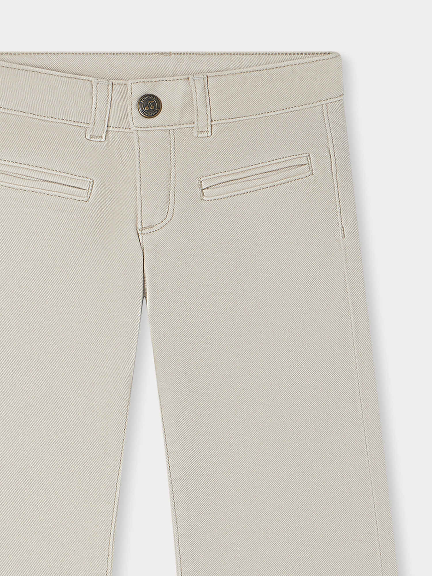 Girls Beige Cotton Trousers