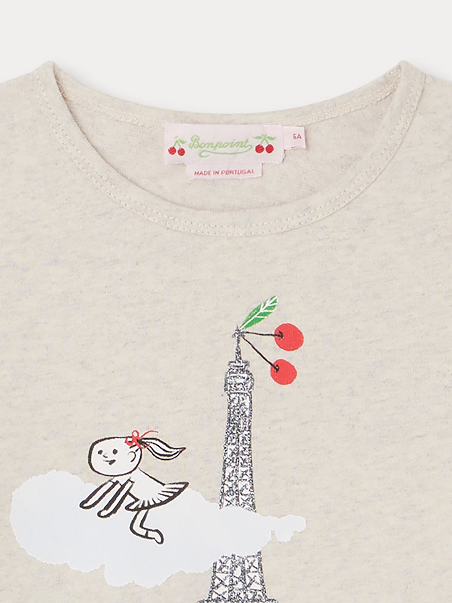 Girls Grey Printed Cotton T-Shirt