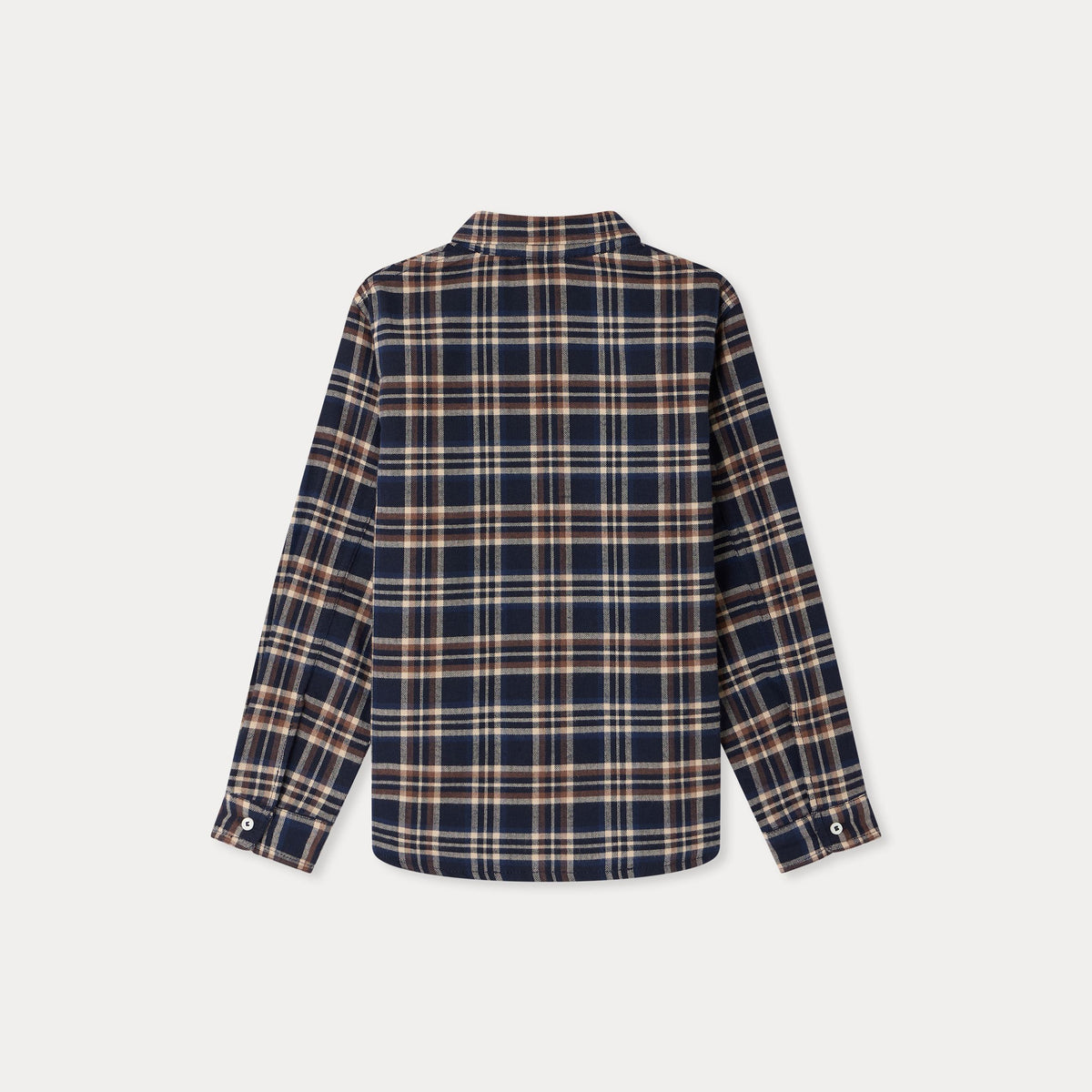 Boys Navy Check Cotton Shirt
