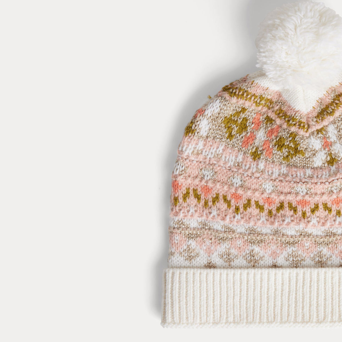 Bonnet en laine jacquard blanc pour filles