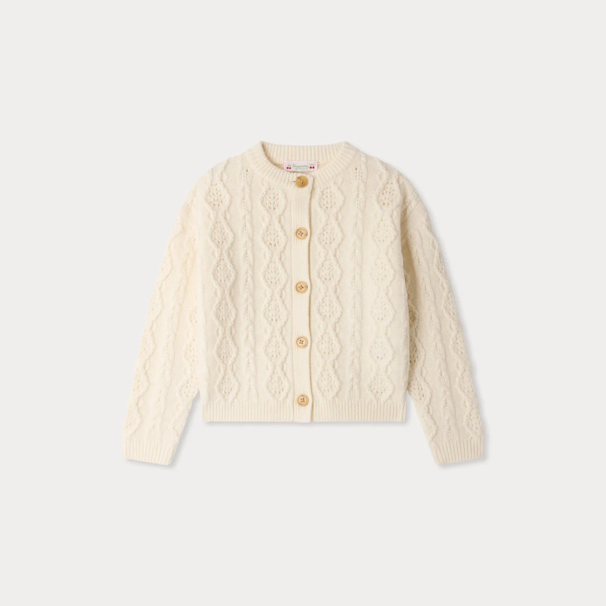 Gilet en laine tricoté torsadé blanc pour filles