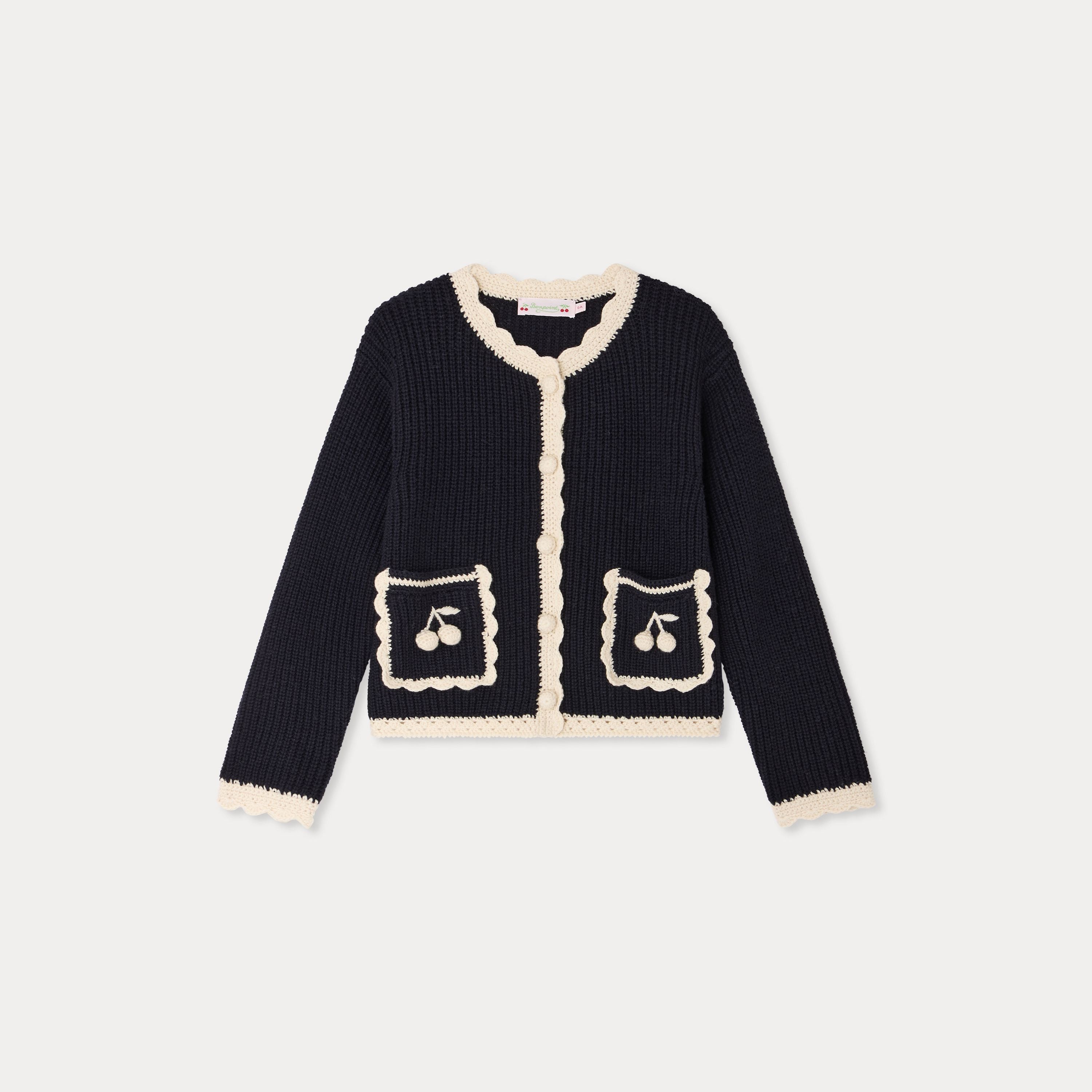 Women Navy Wool Cardigan