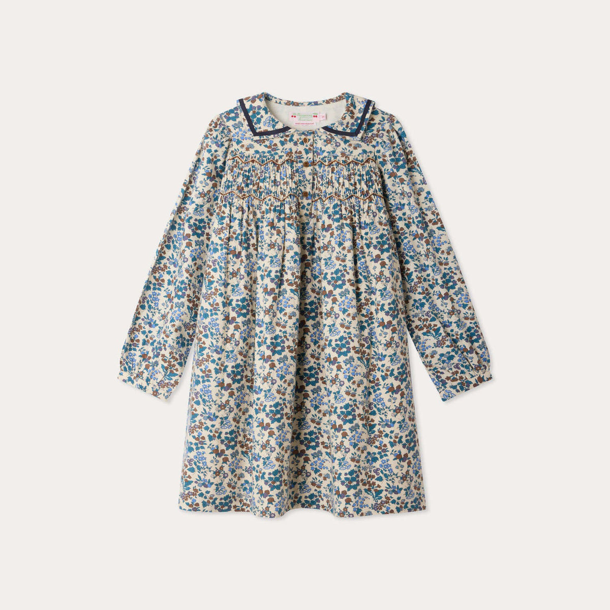 Girls Blue Floral Cotton Dress