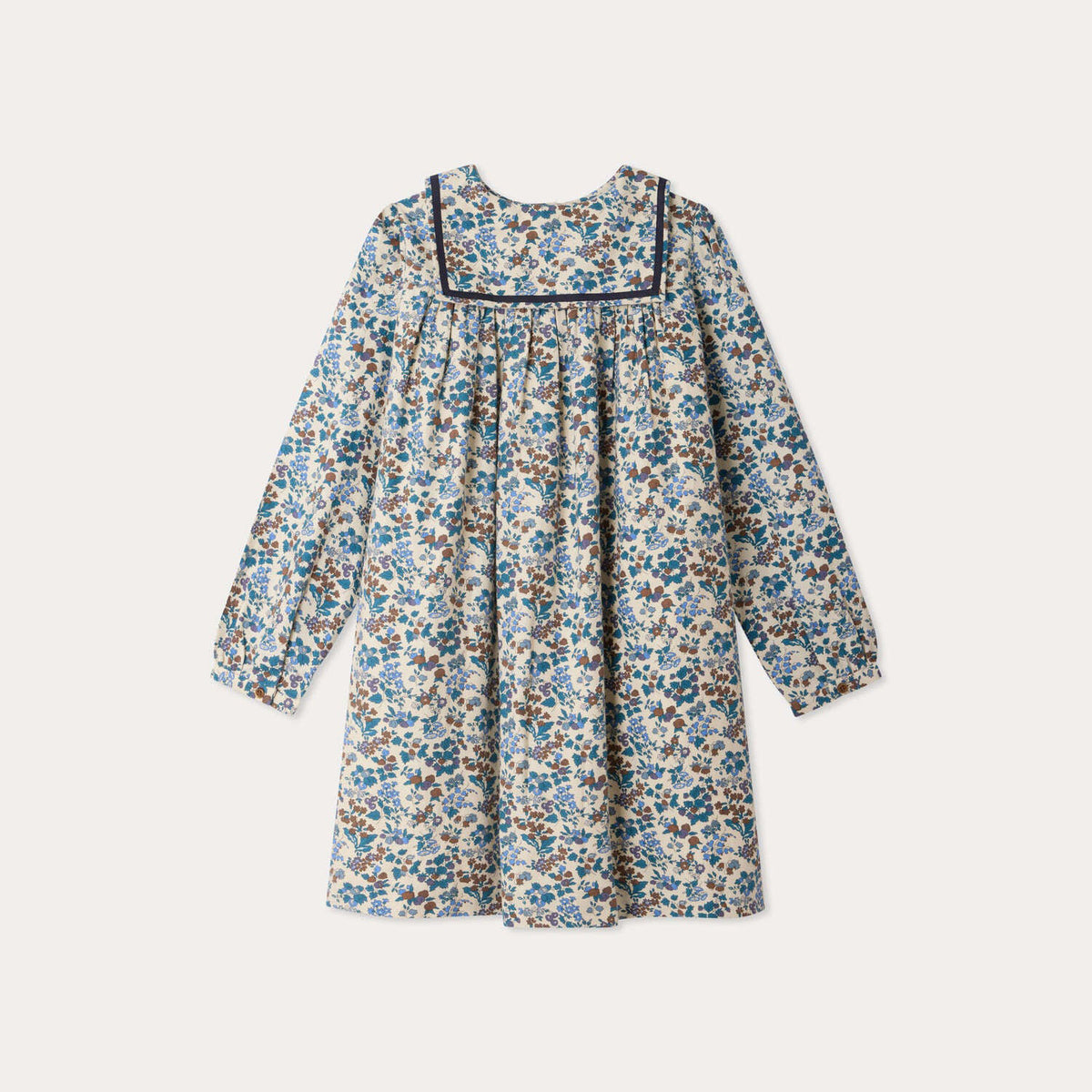 Girls Blue Floral Cotton Dress
