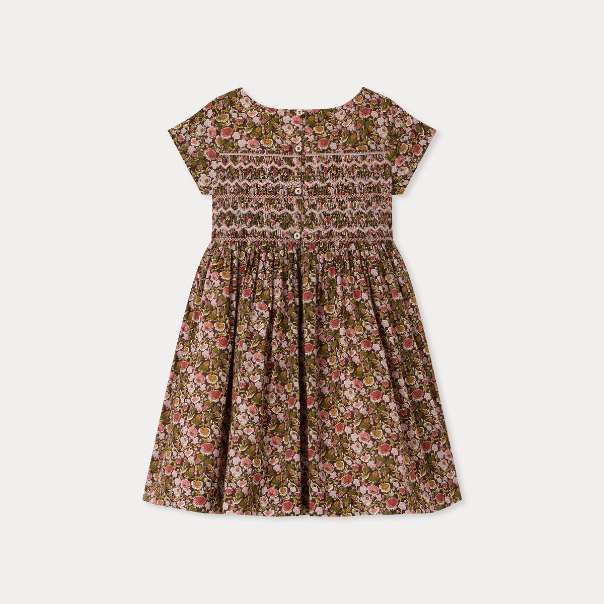 Girls Green Floral Cotton Dress